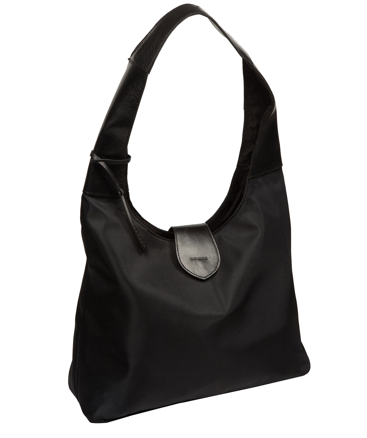 'Francine' Black Canvas & Leather Shoulder Bag