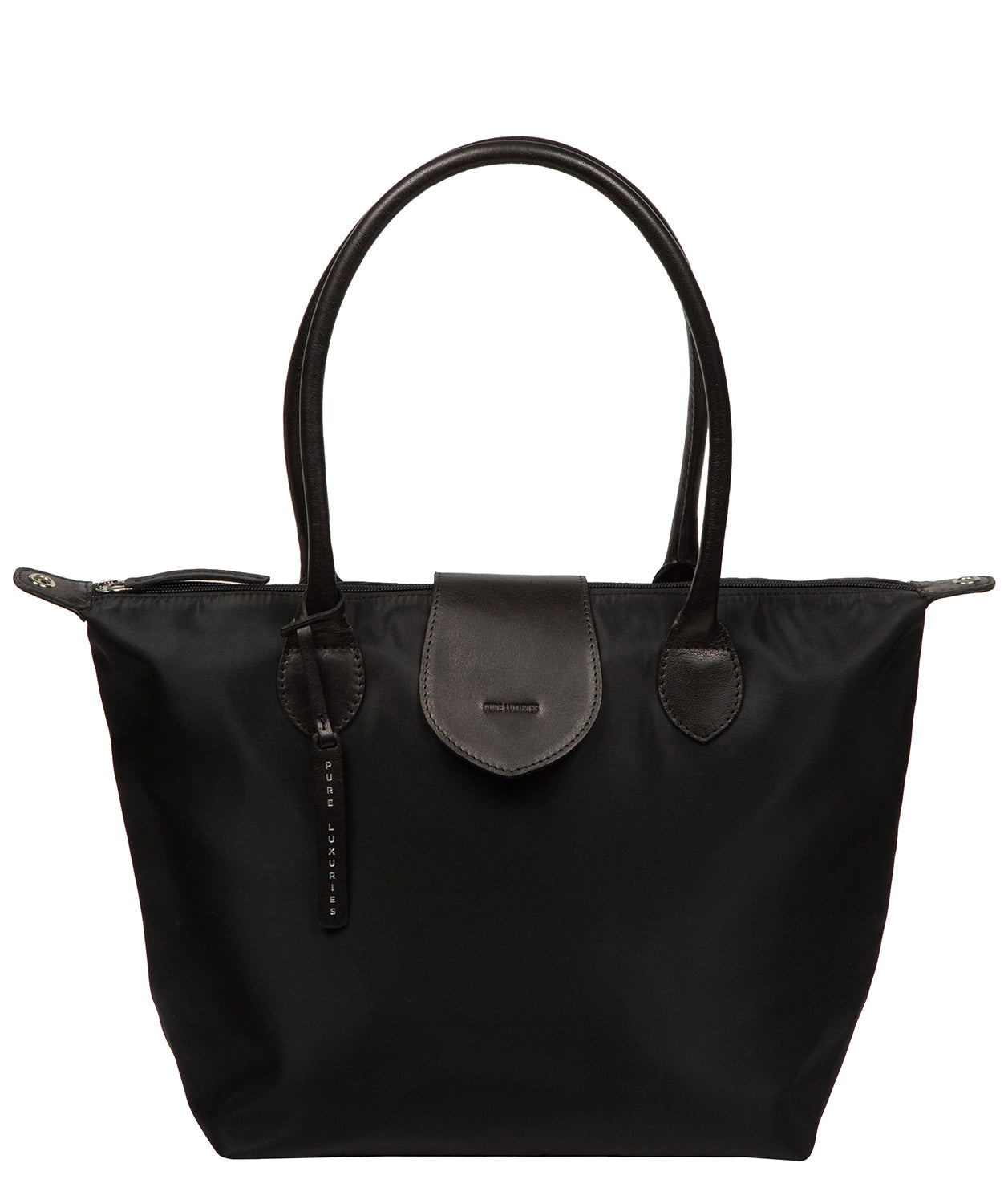 'Josette' Black Canvas & Leather Tote Bag