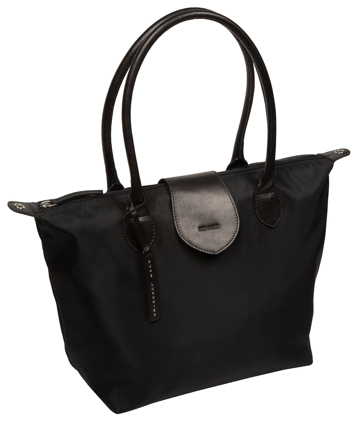 'Josette' Black Canvas & Leather Tote Bag