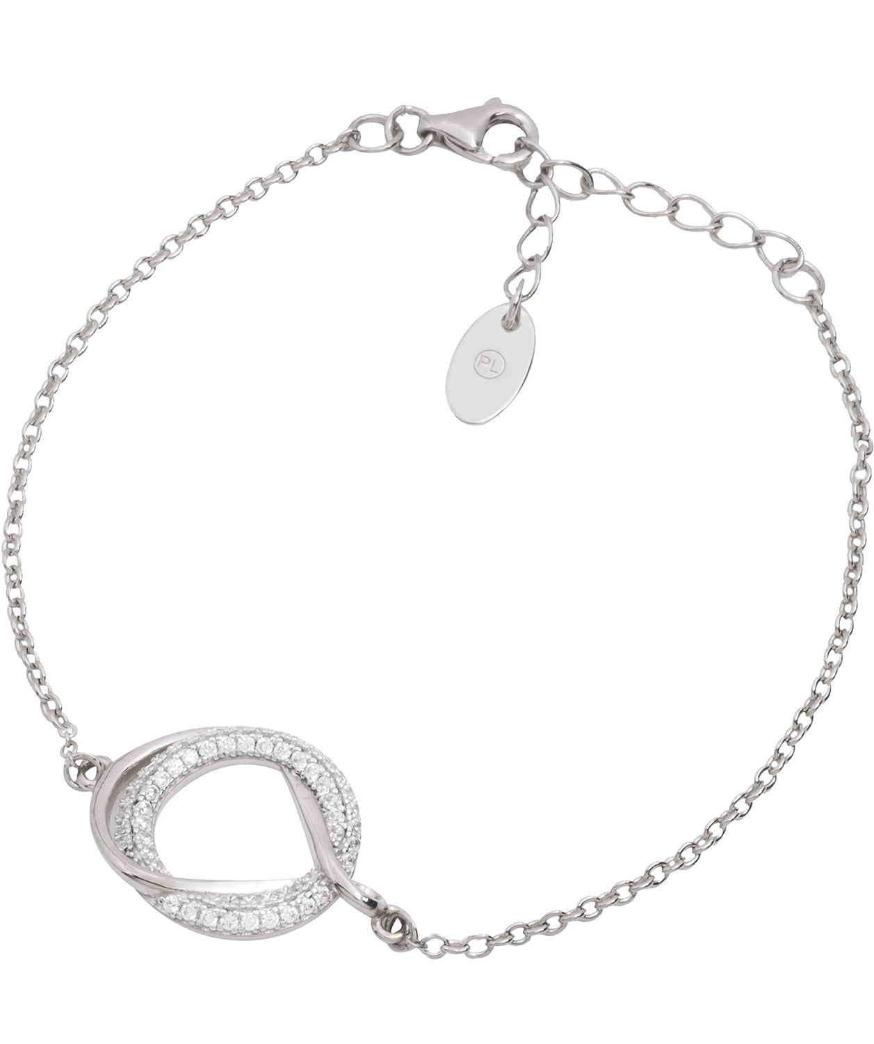 Pure Luxuries Moreno sterling silver cubic zirconia bracelet front view
