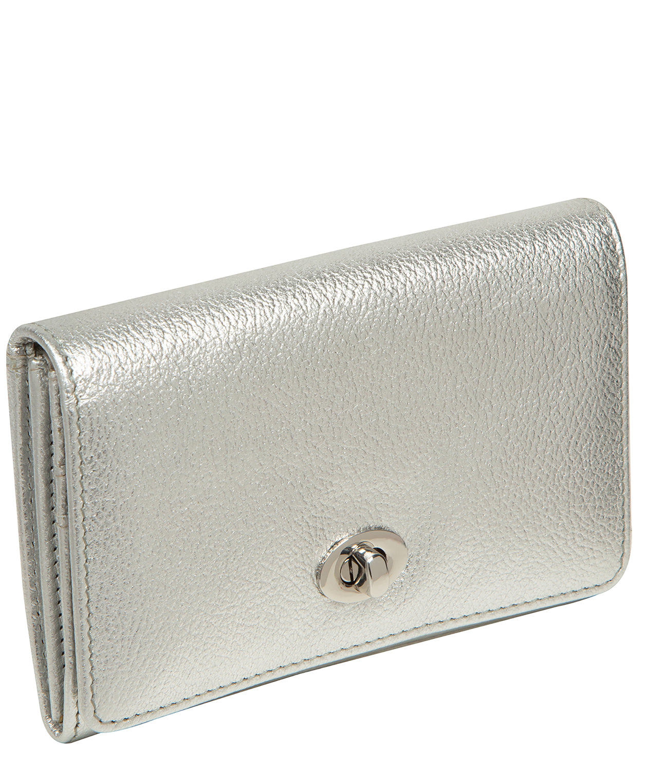 'Amber' Metallic Silver Leather Purse