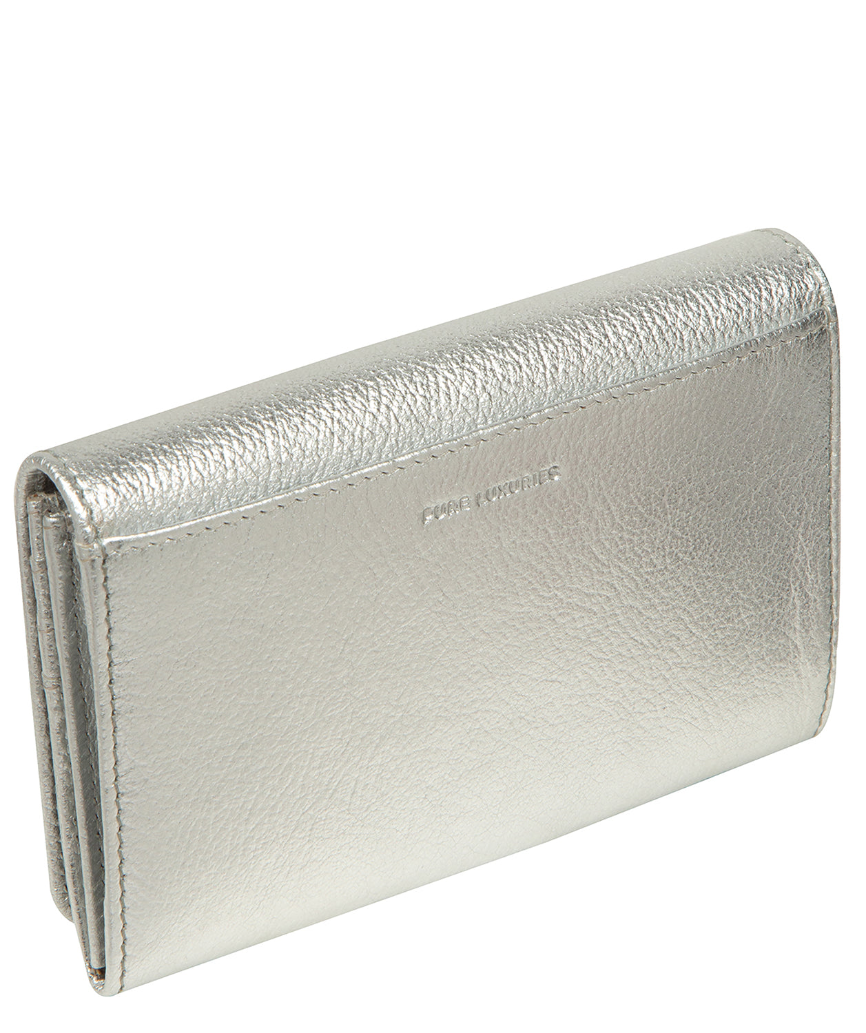 'Amber' Metallic Silver Leather Purse