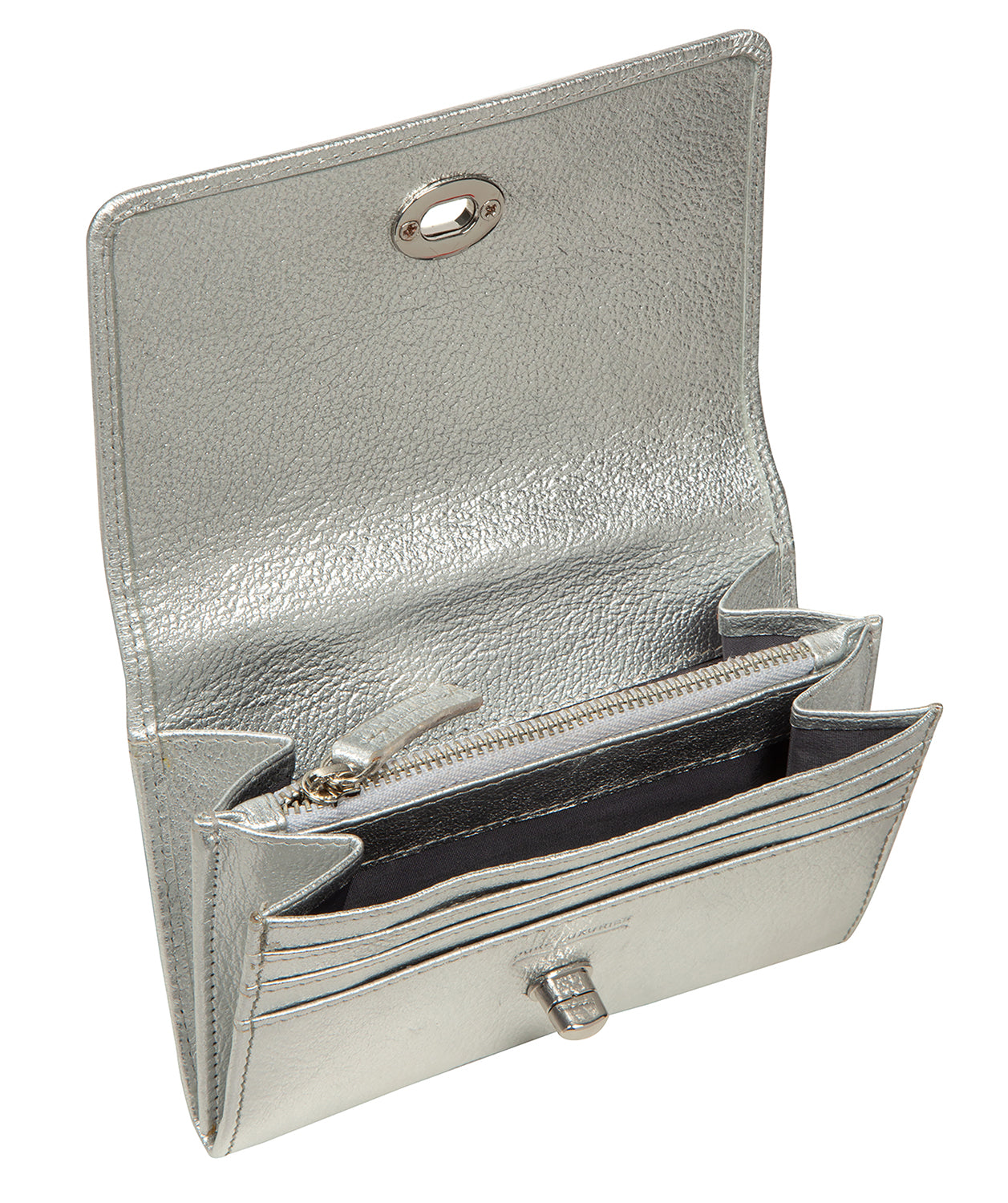 'Amber' Metallic Silver Leather Purse
