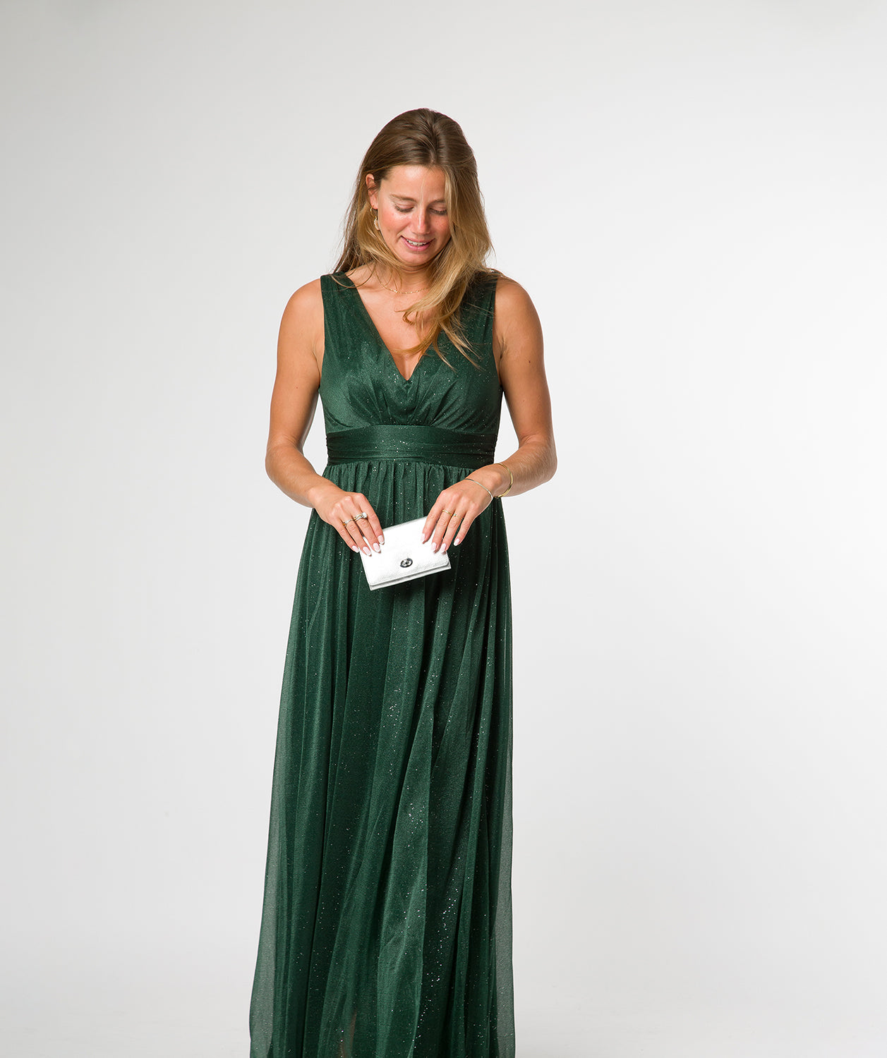 'Amber' Metallic Silver Leather Purse