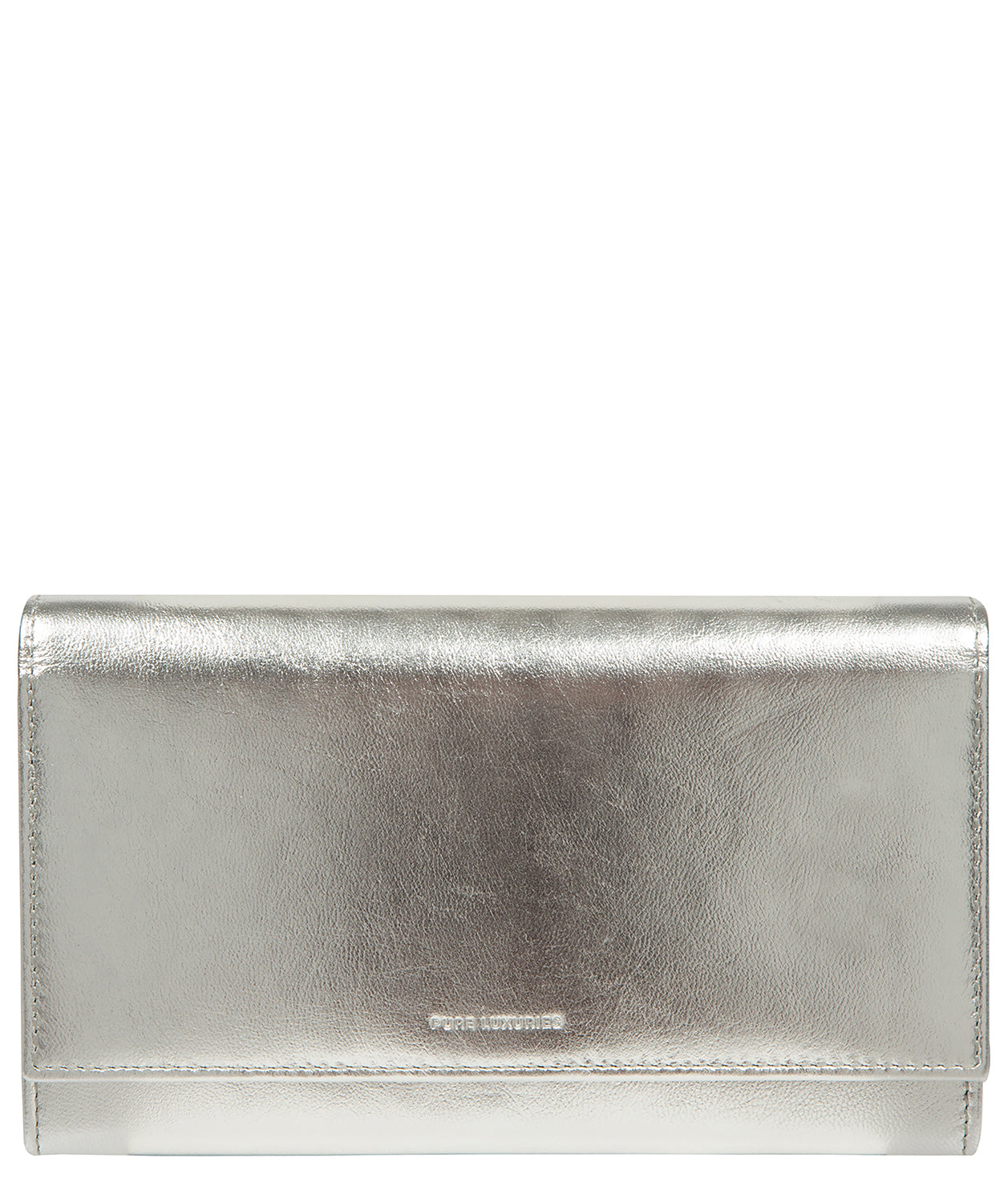 'Mia' Metallic Silver Leather Purse