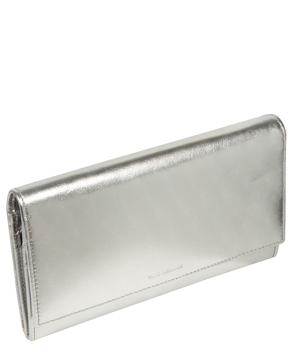 'Mia' Metallic Silver Leather Purse