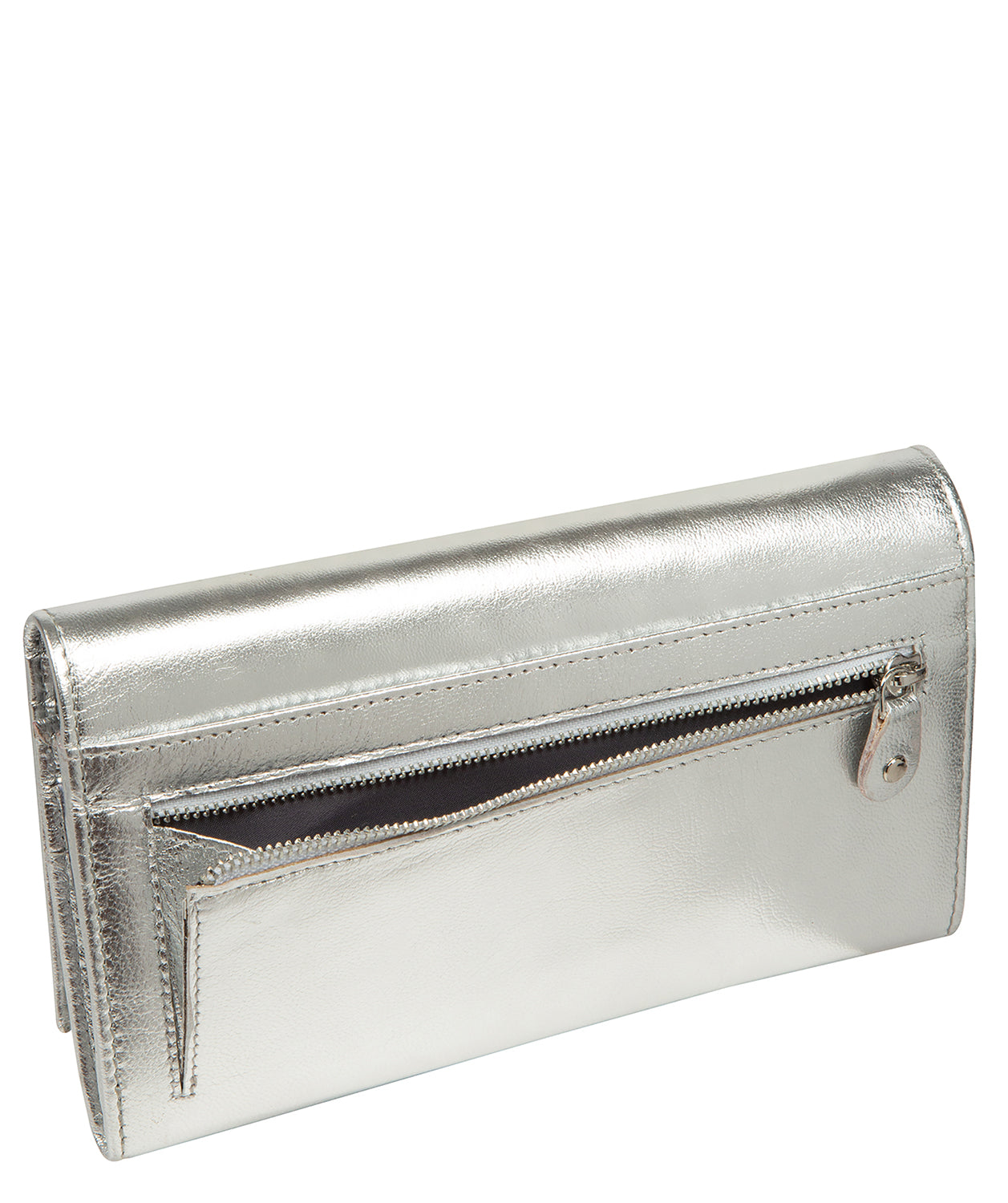 'Mia' Metallic Silver Leather Purse