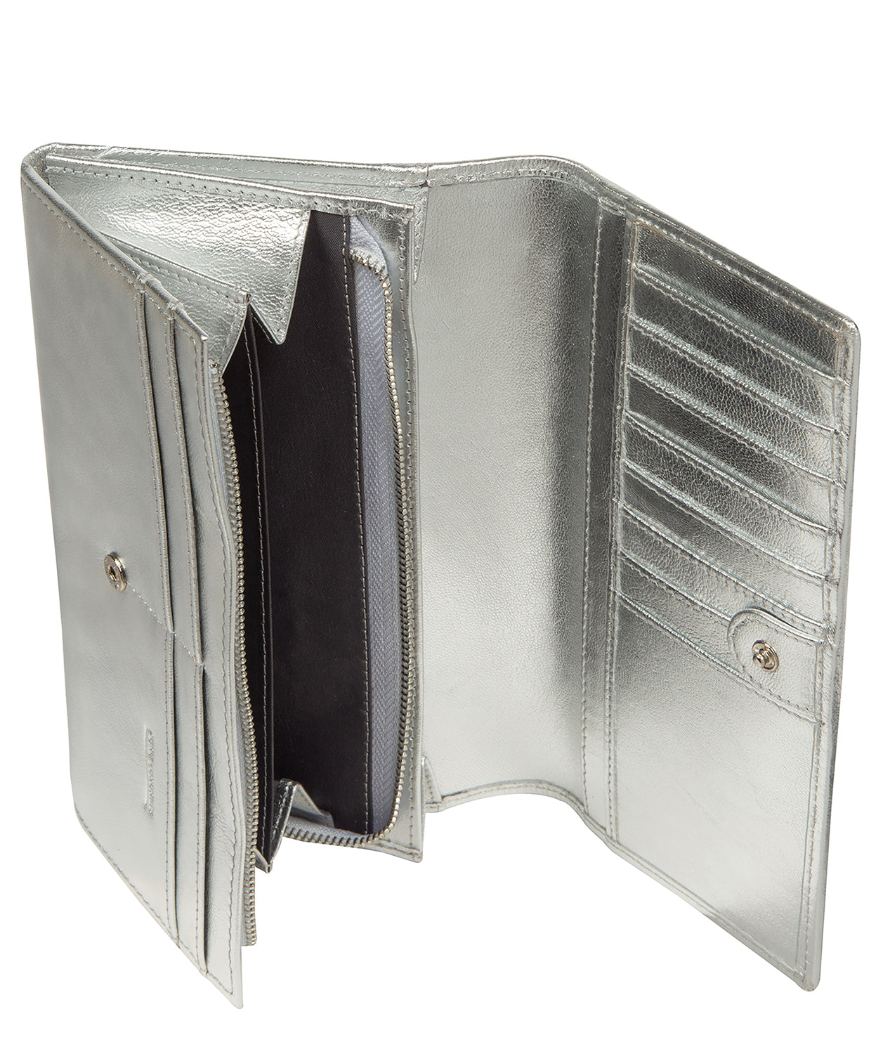 'Mia' Metallic Silver Leather Purse