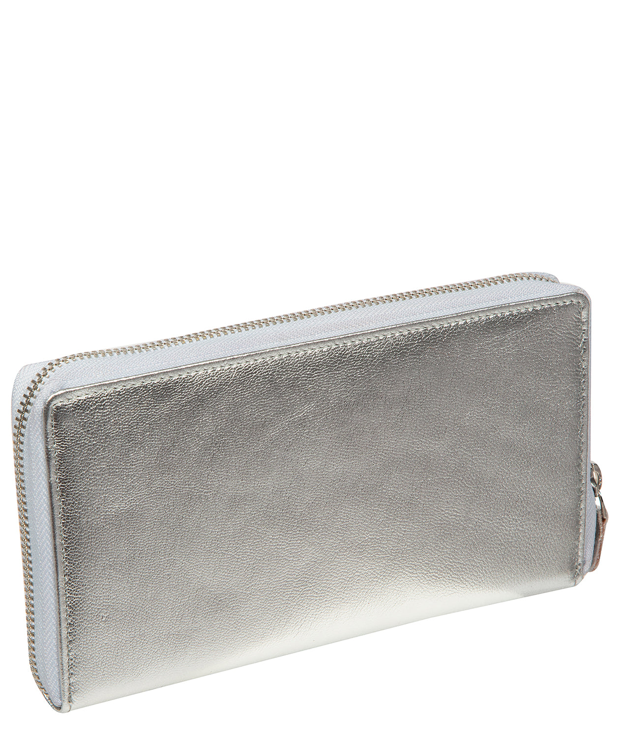 'Roxy' Metallic Silver Leather Purse
