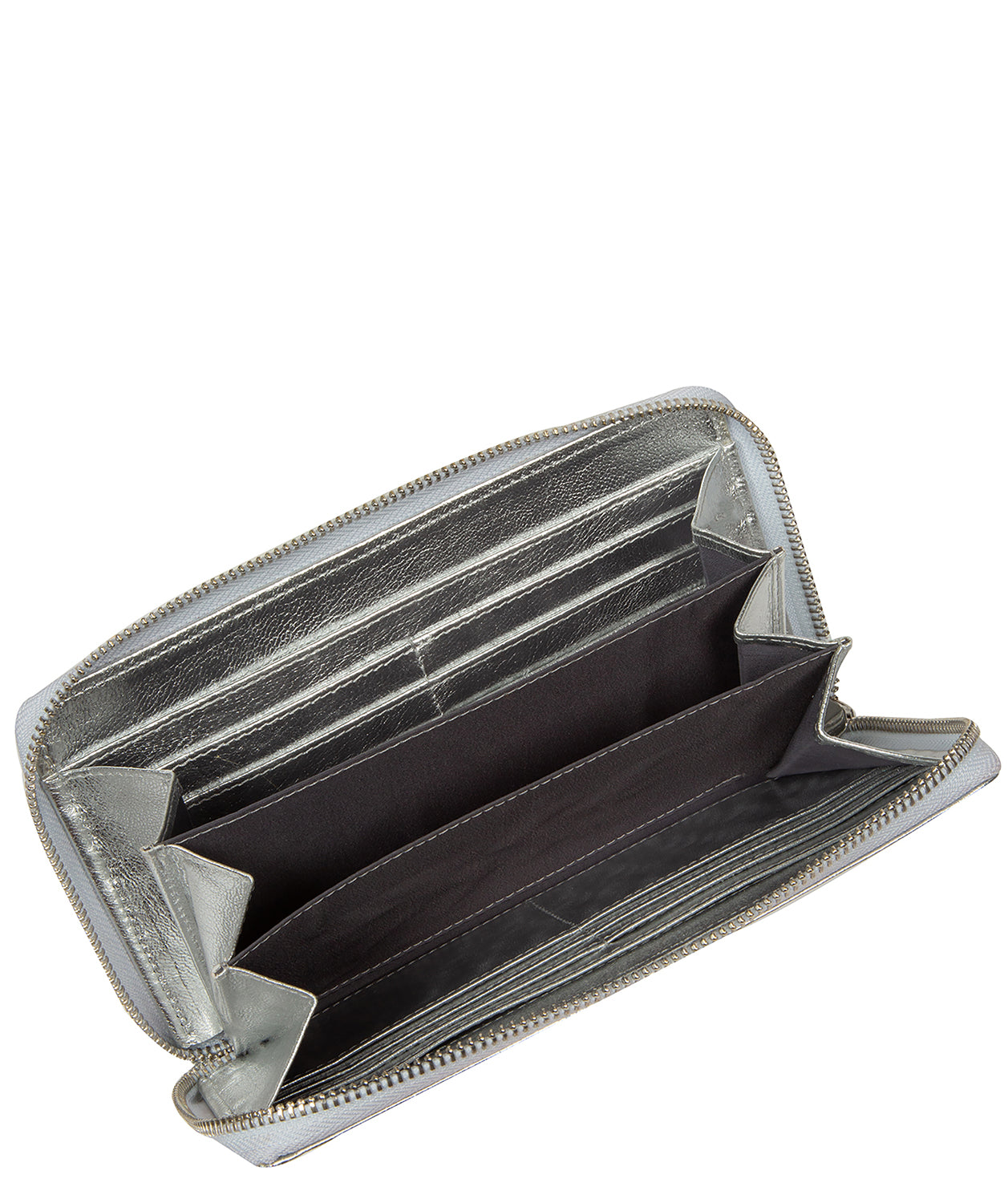 'Roxy' Metallic Silver Leather Purse