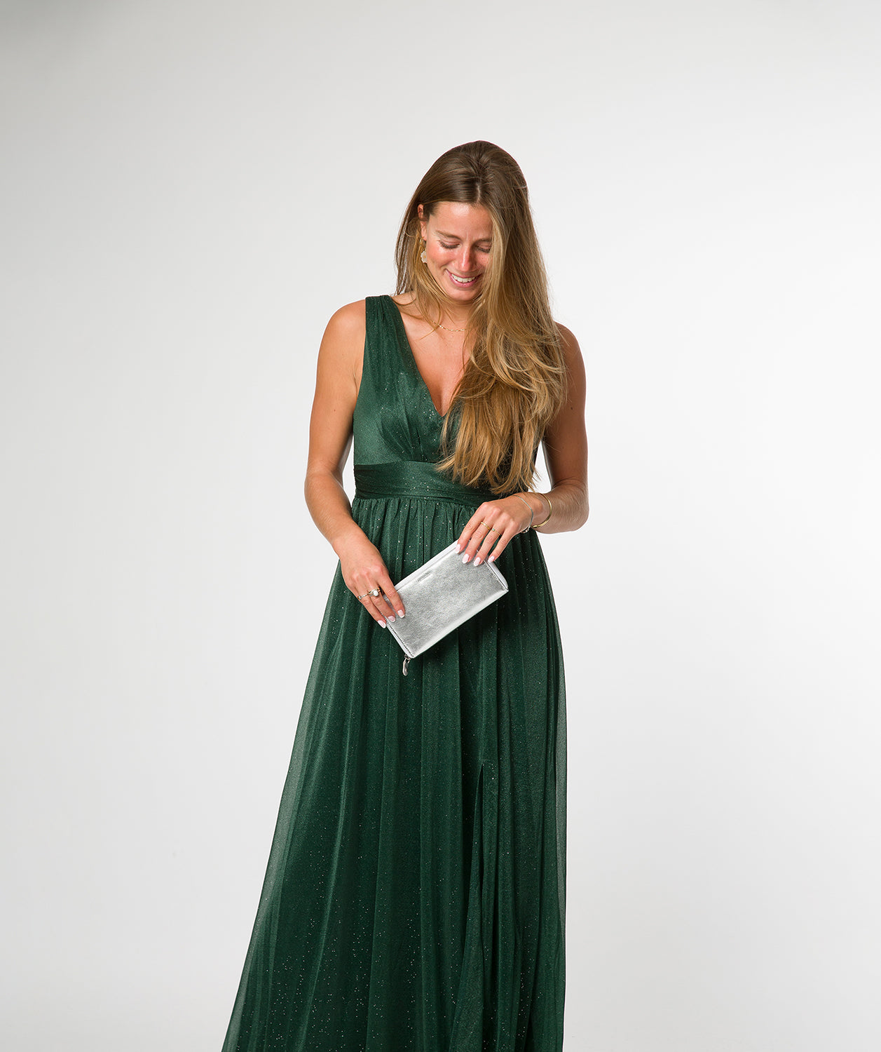 'Roxy' Metallic Silver Leather Purse