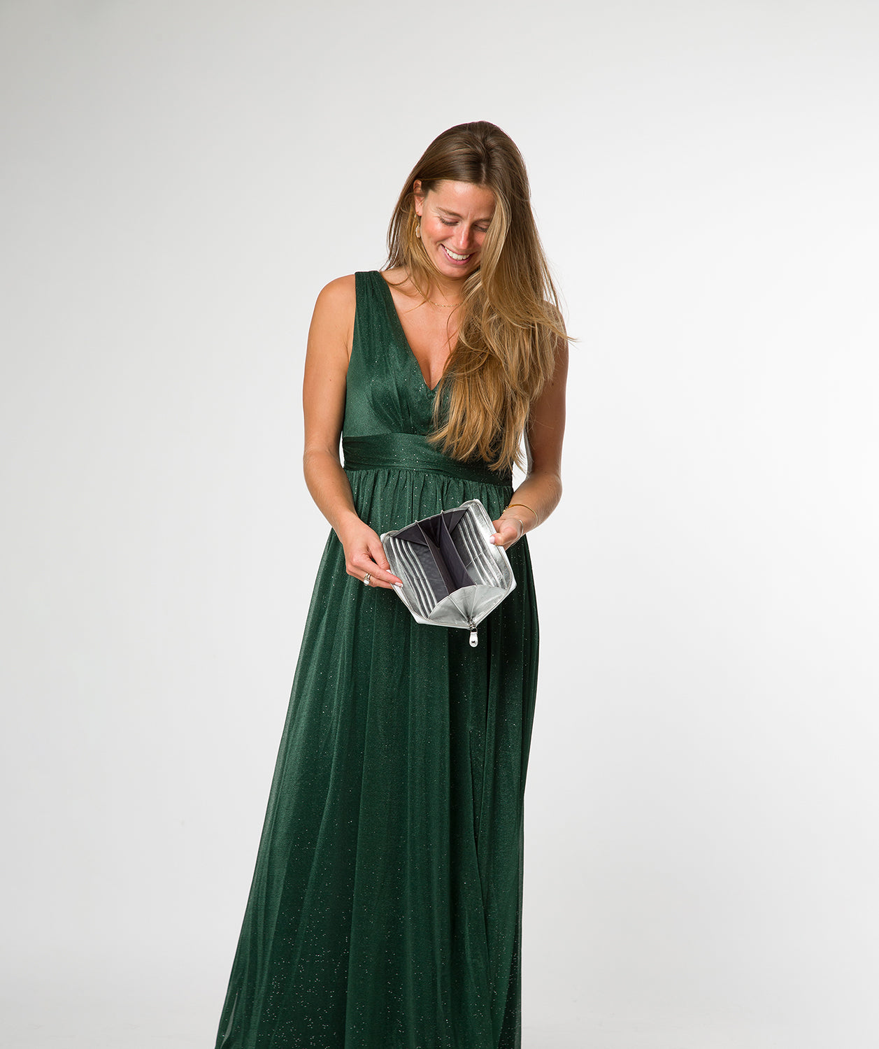 'Roxy' Metallic Silver Leather Purse