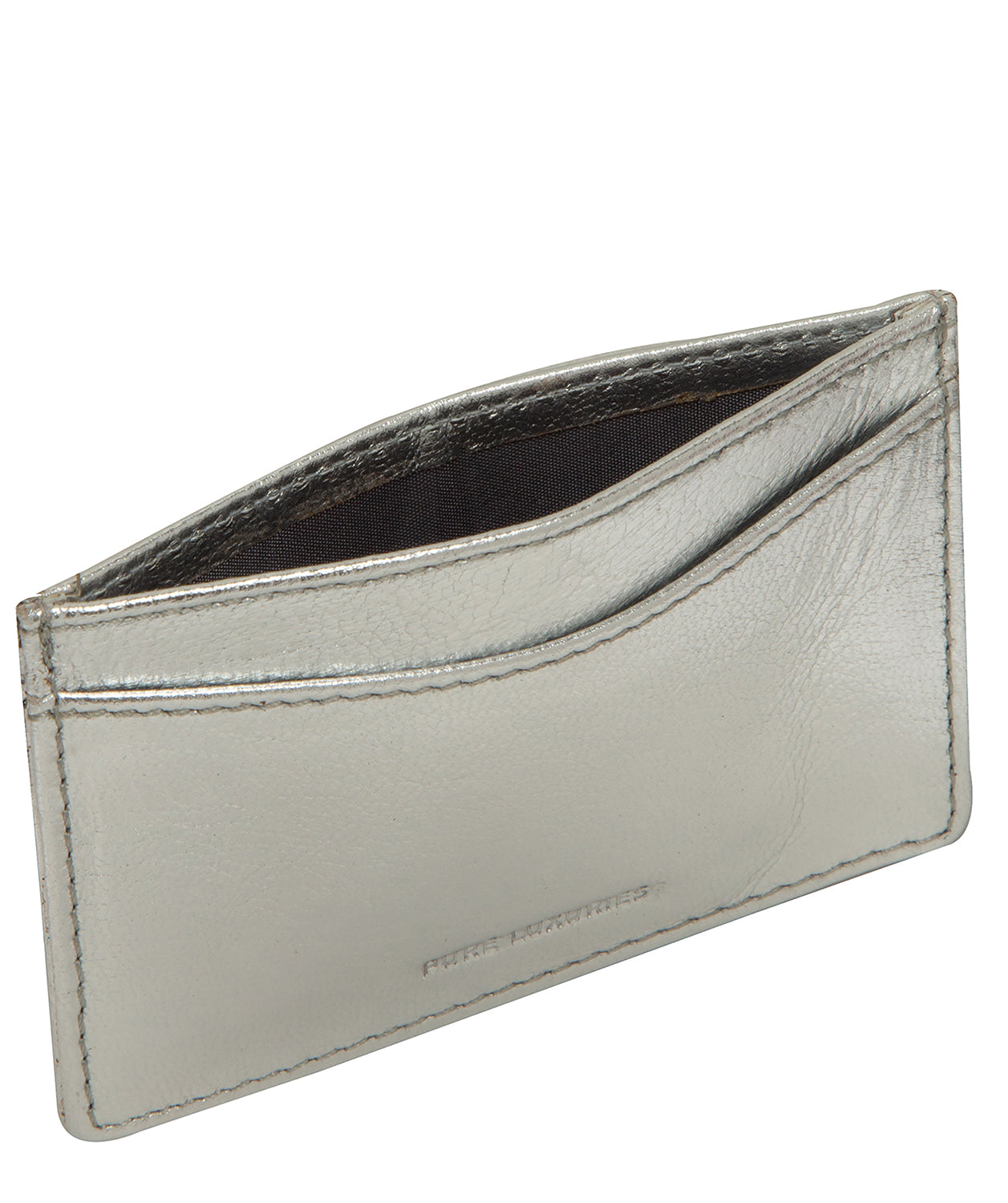 'Anna' Metallic Silver Leather Card Holder