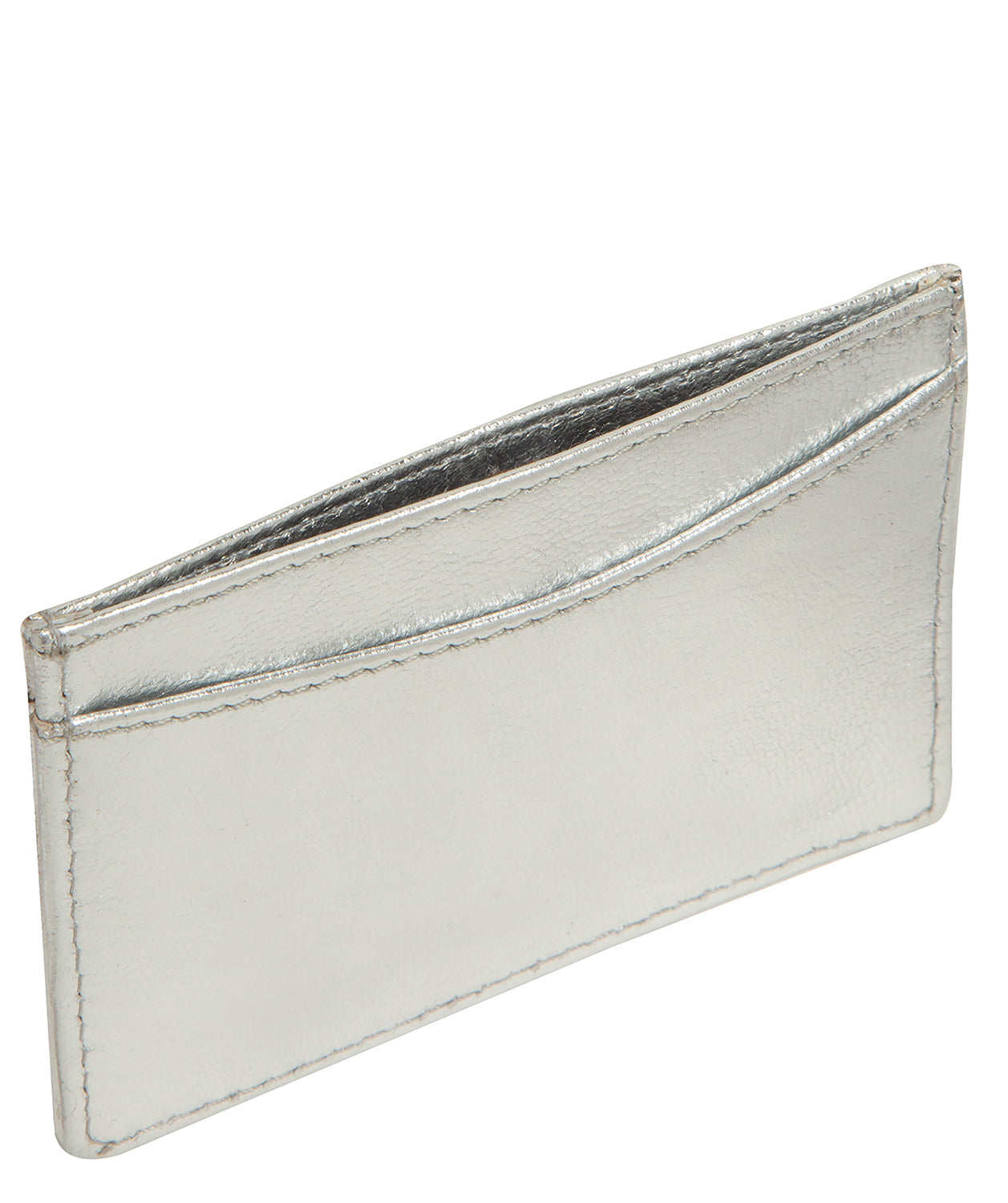 'Anna' Metallic Silver Leather Card Holder