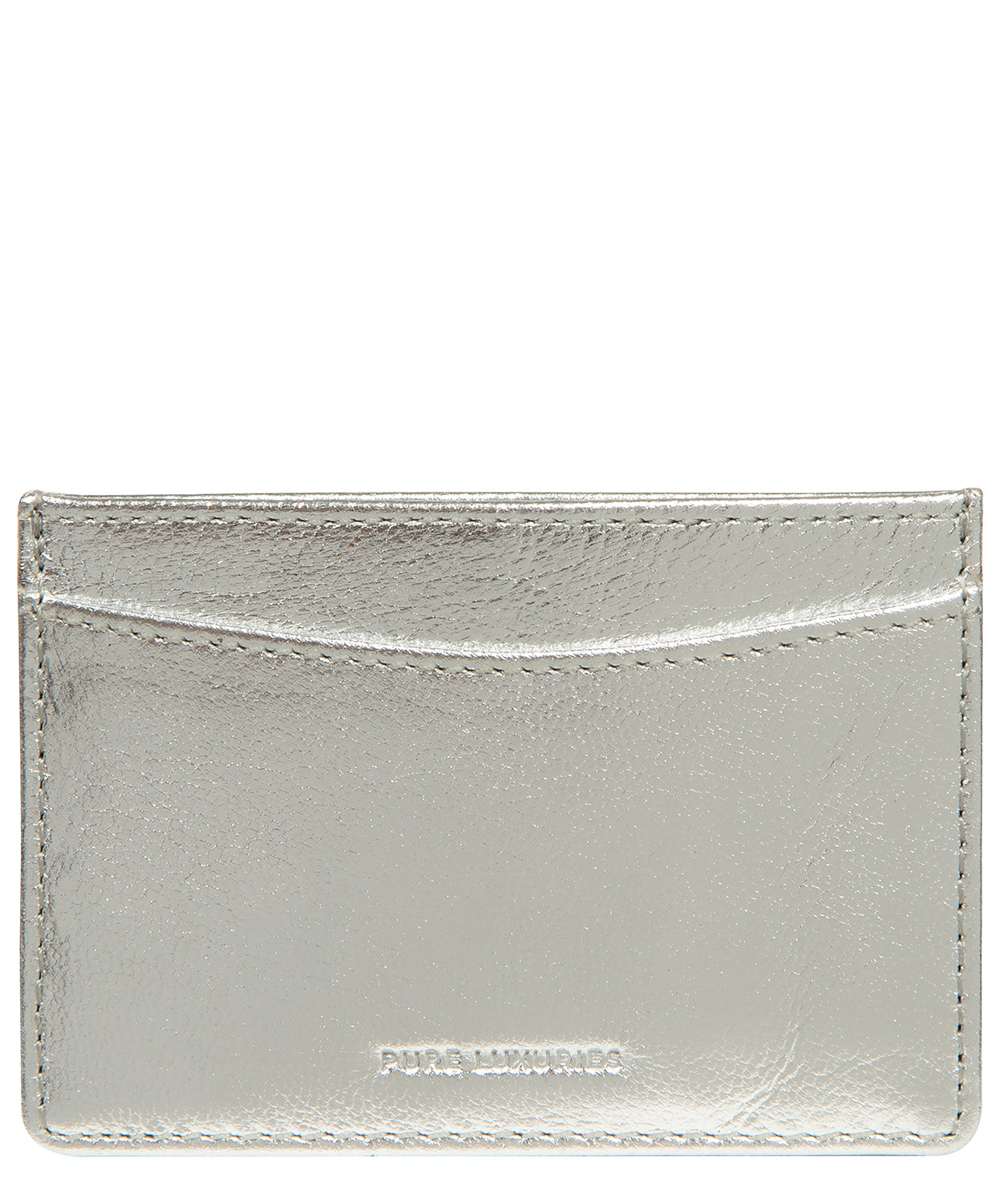 'Anna' Metallic Silver Leather Card Holder