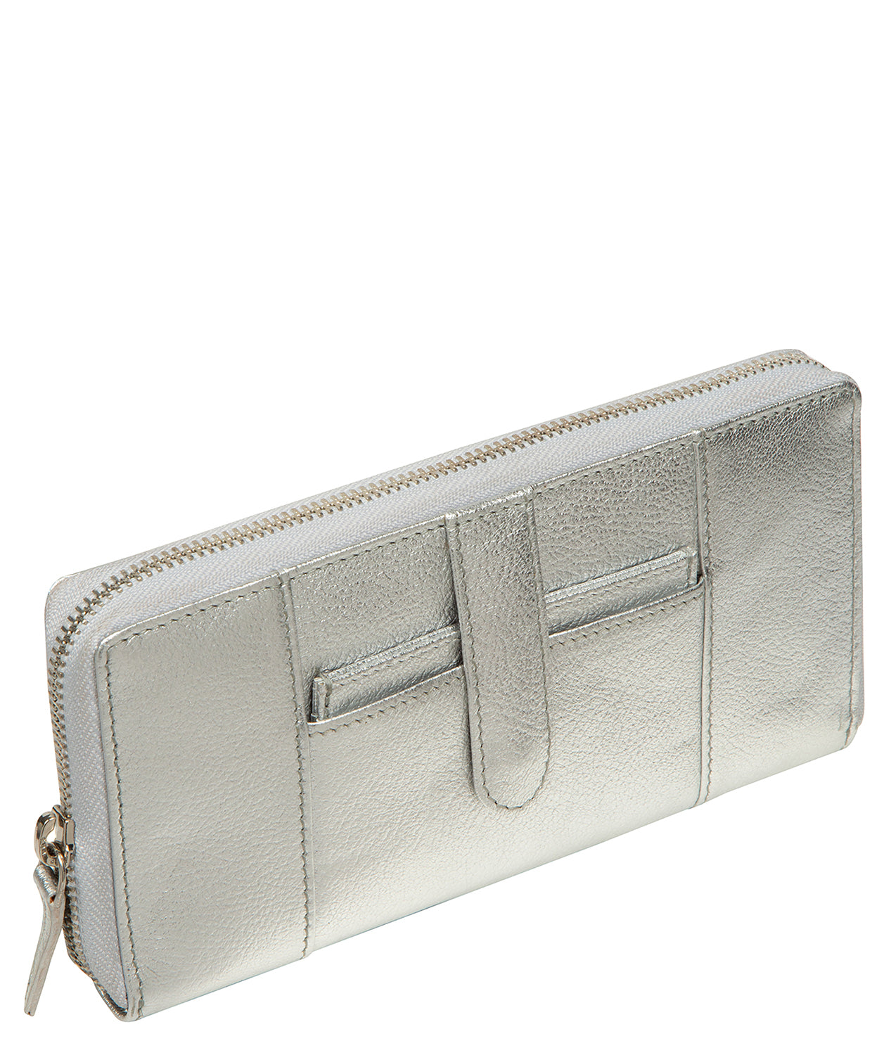 'April' Metallic Silver Leather Purse
