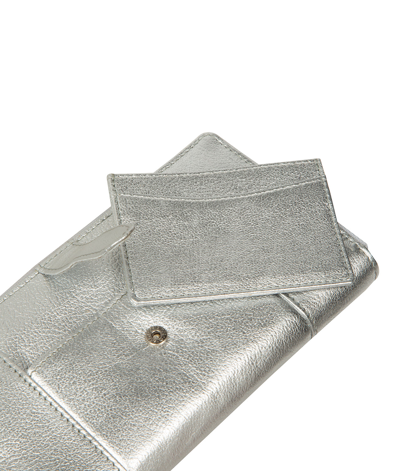 'April' Metallic Silver Leather Purse