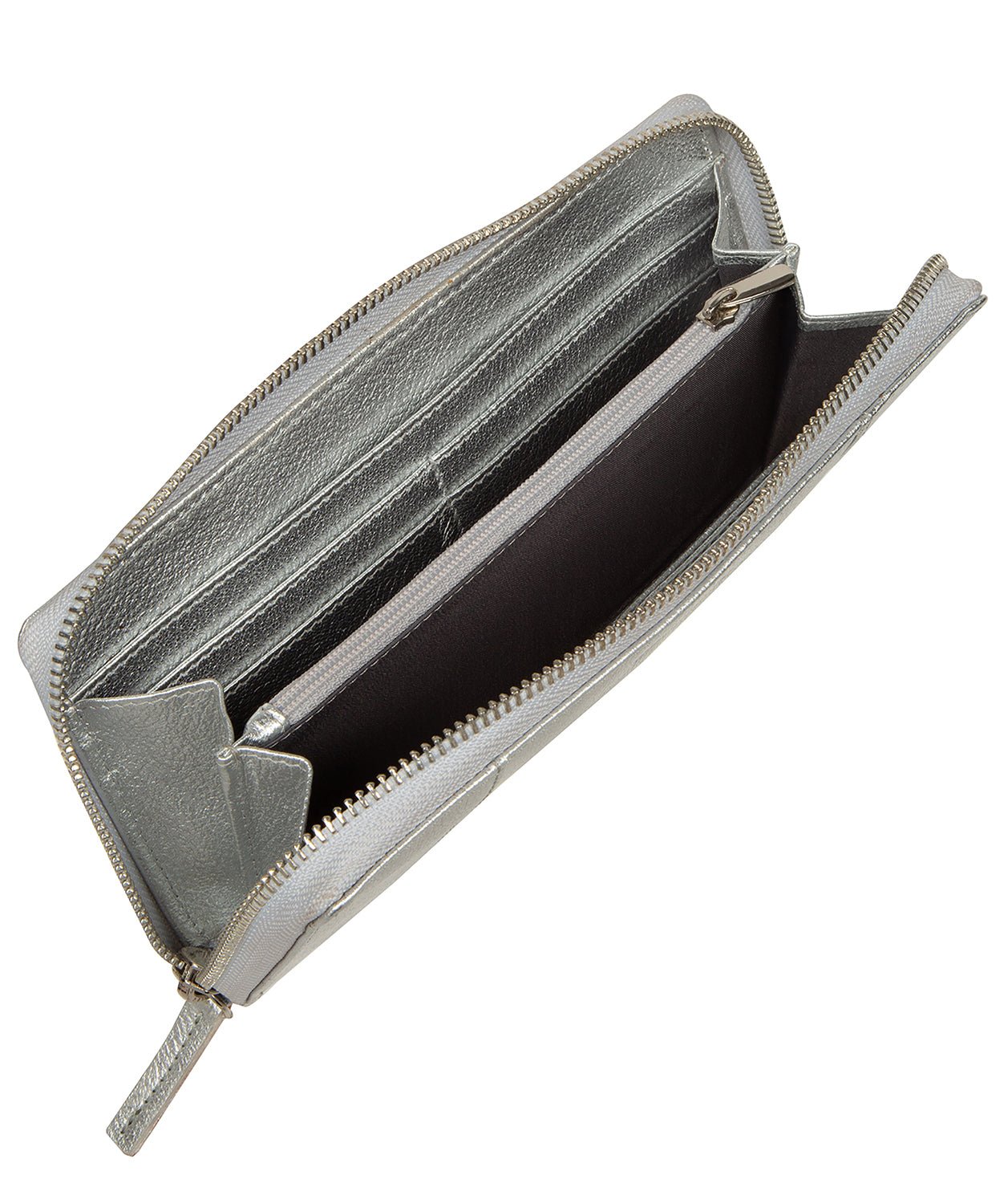 'April' Metallic Silver Leather Purse