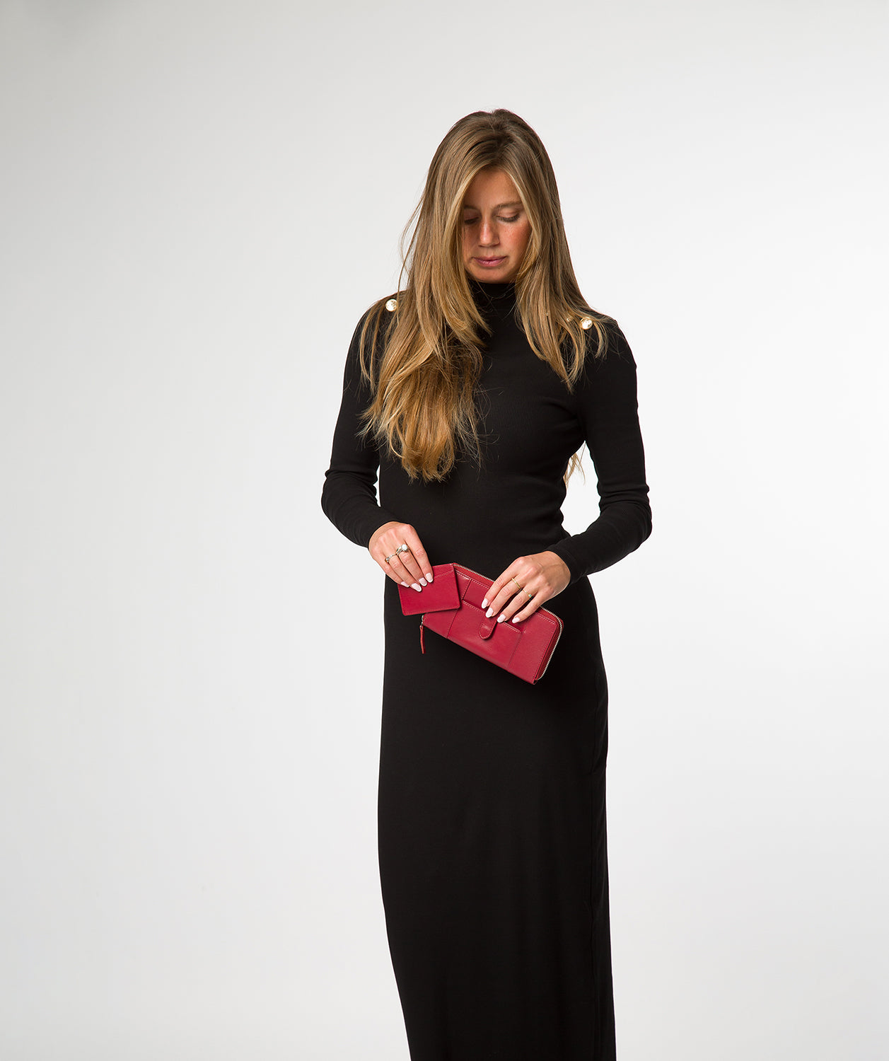 'April' Red Leather Purse