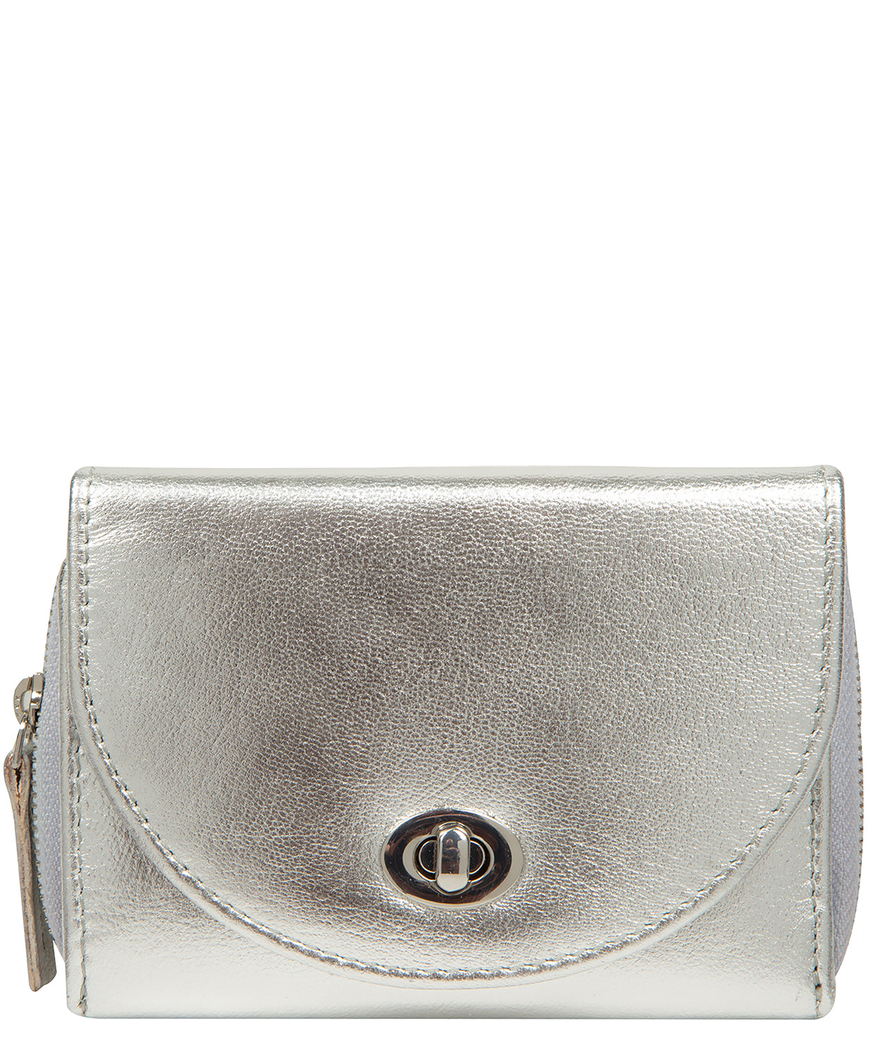 'Belle' Metallic Silver Leather Purse