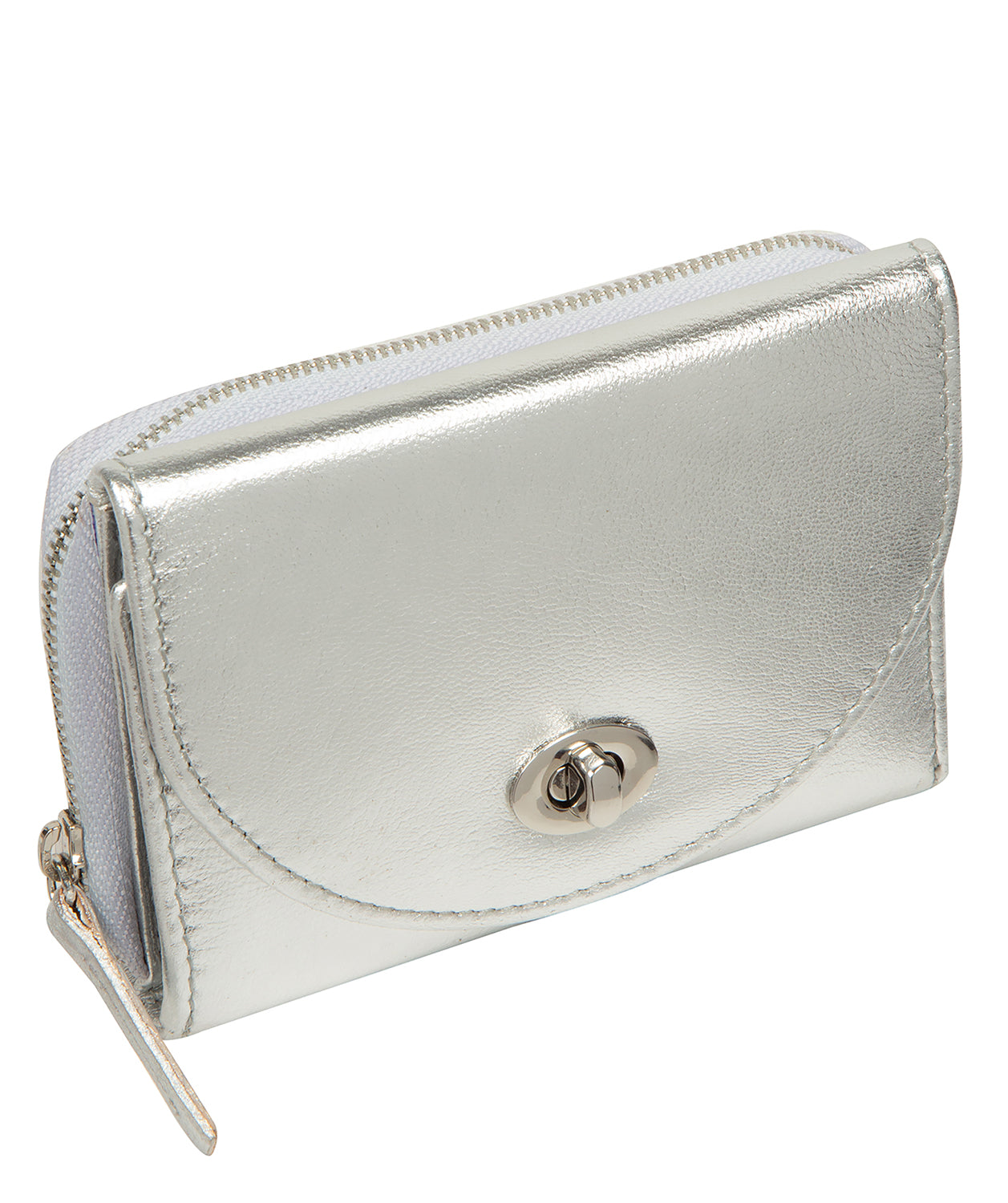 'Belle' Metallic Silver Leather Purse