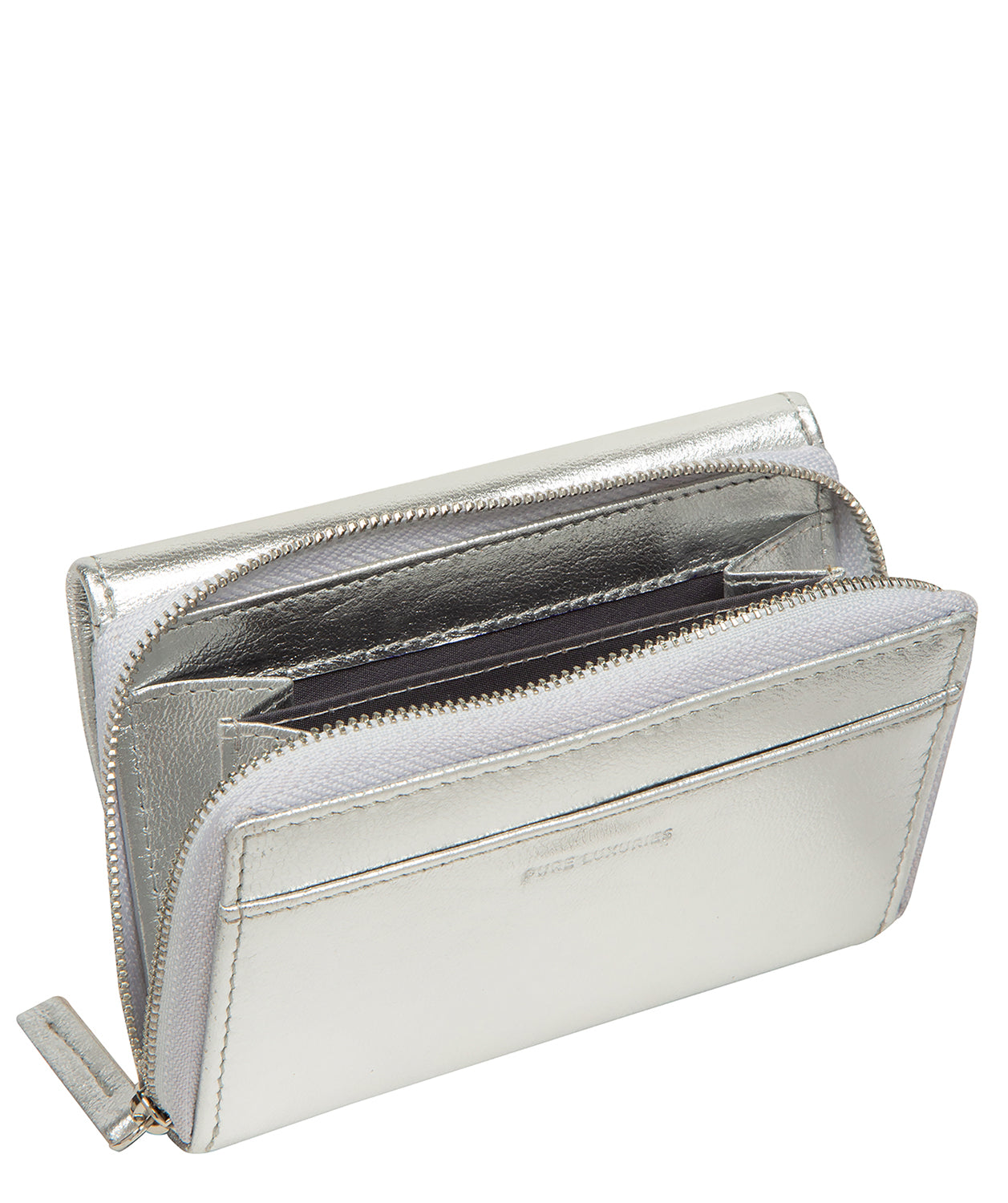 'Belle' Metallic Silver Leather Purse