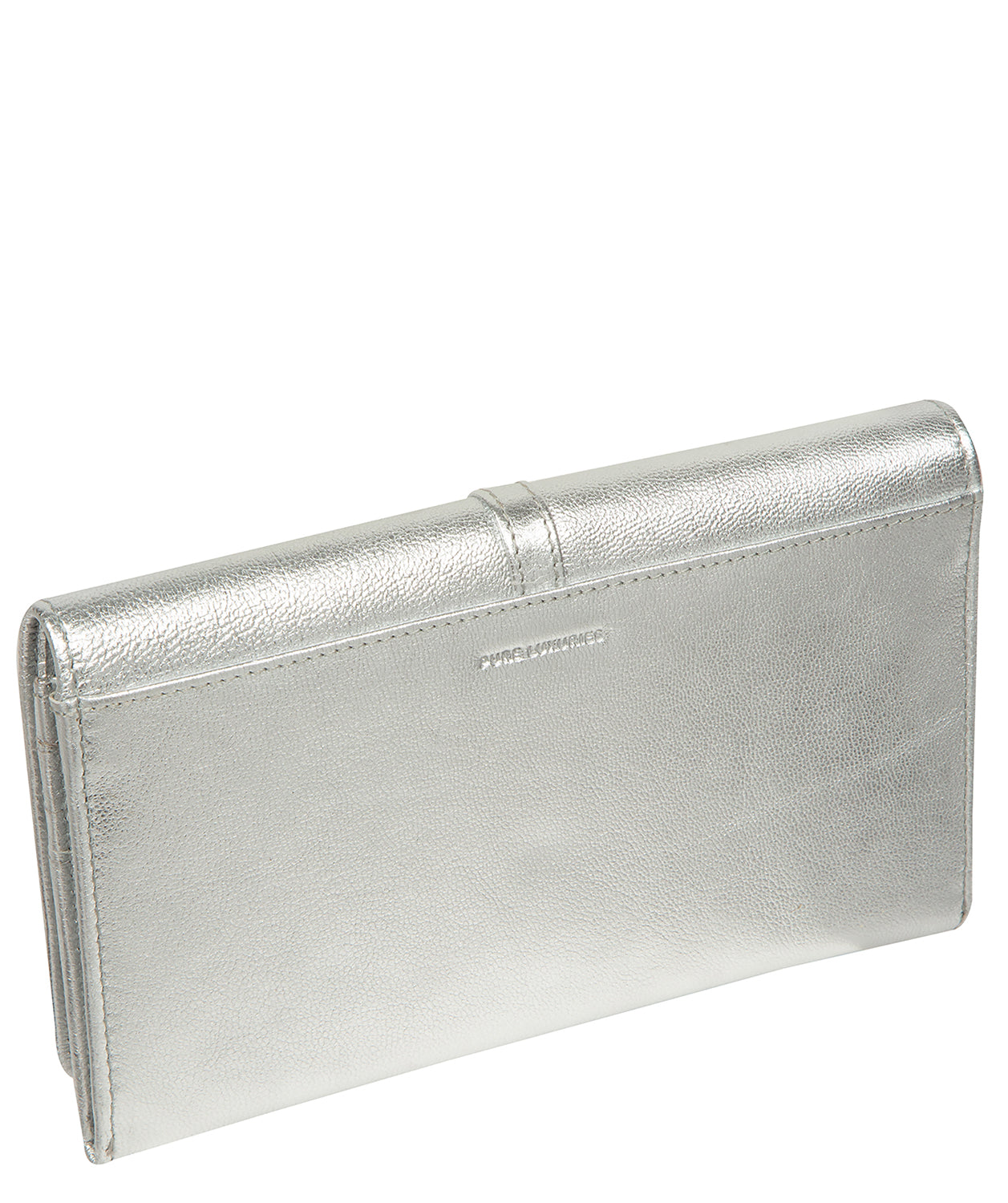'Isla' Metallic Silver Leather Purse