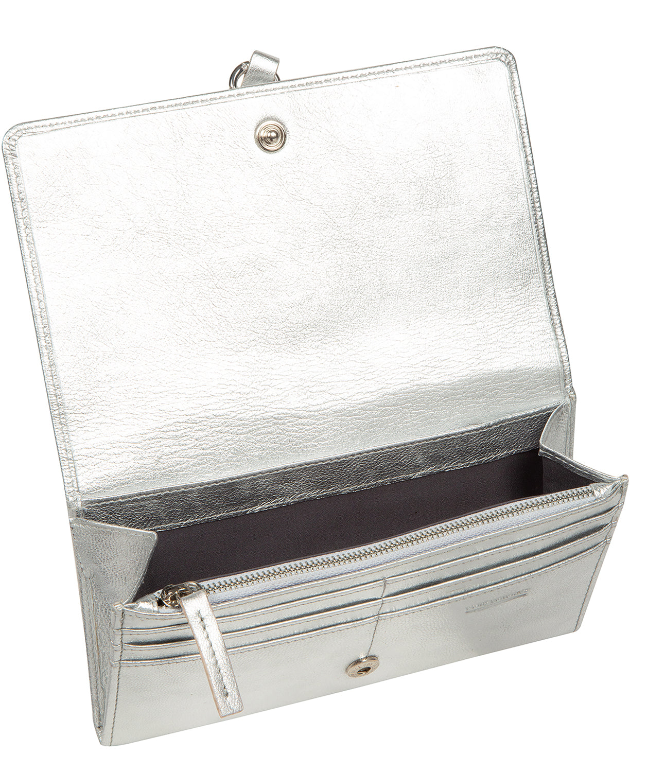 'Isla' Metallic Silver Leather Purse