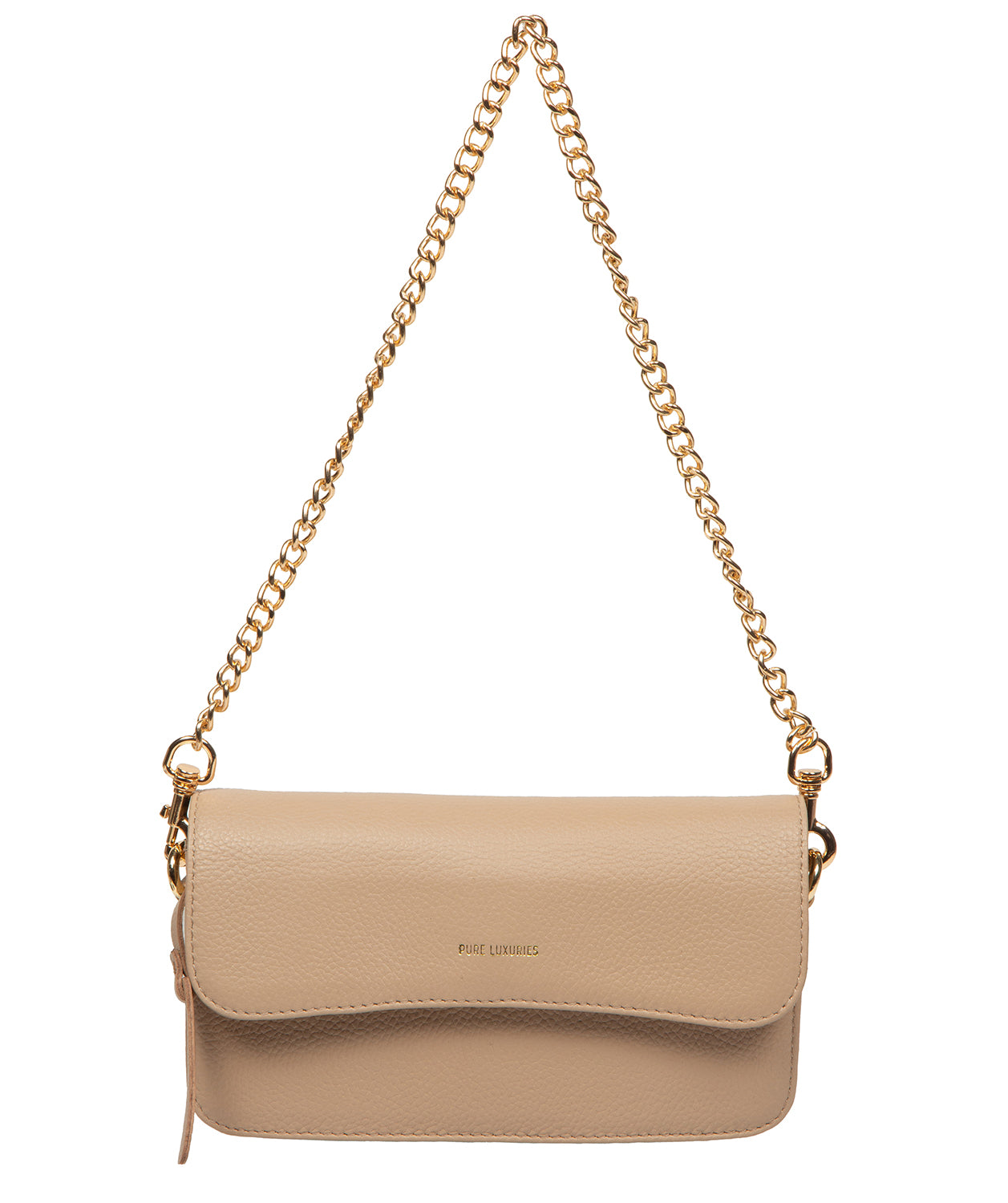 Gold chain strap full length display