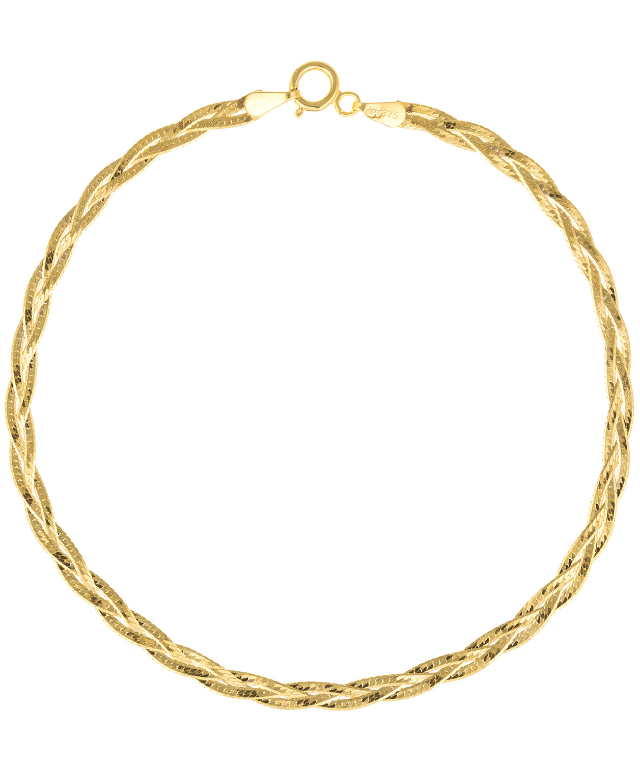 Gift Packaged 'Sakhmet' 9ct Yellow Gold Triple Plait Herringbone Bracelet
