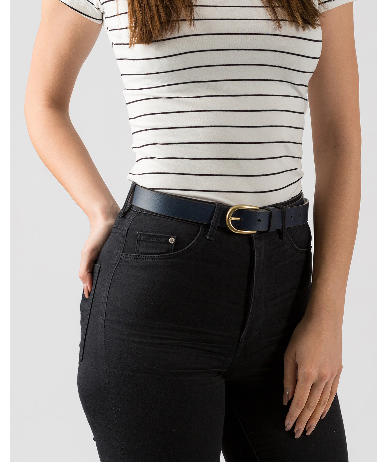 Navy Luxury Leather Ladies' Belt