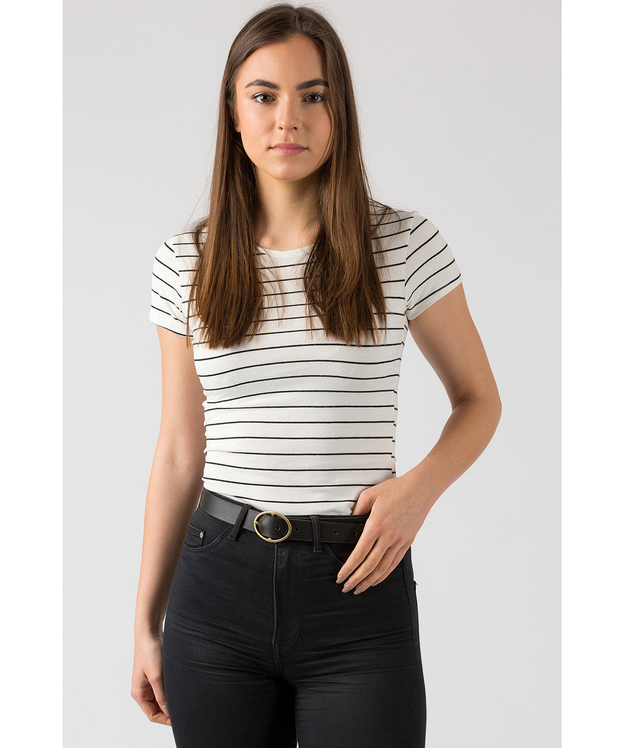 Black Fine Leather Ladies' Belt