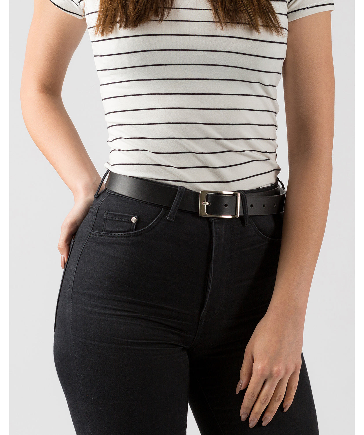 Black Genuine Leather Ladies' Belt