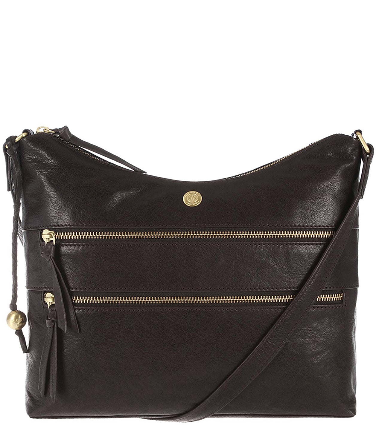 'Ginny' Vintage Brown Tumbled Leather Shoulder Bag