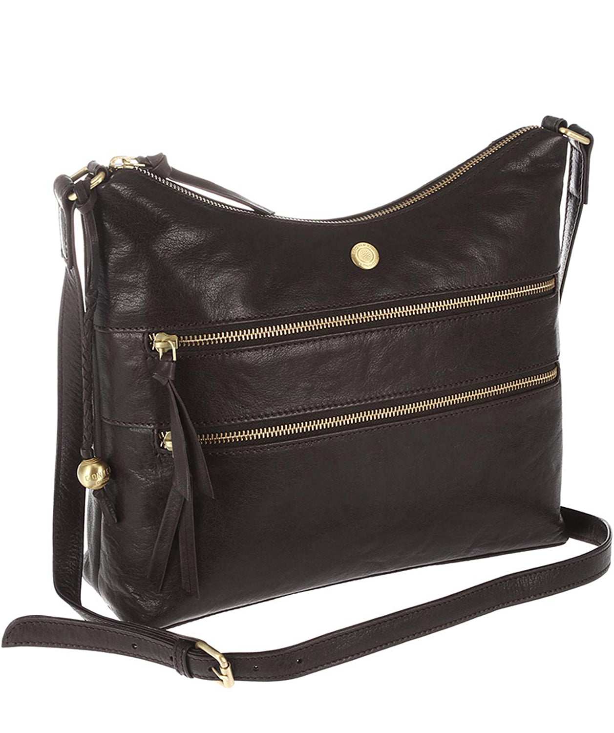 'Ginny' Vintage Brown Tumbled Leather Shoulder Bag