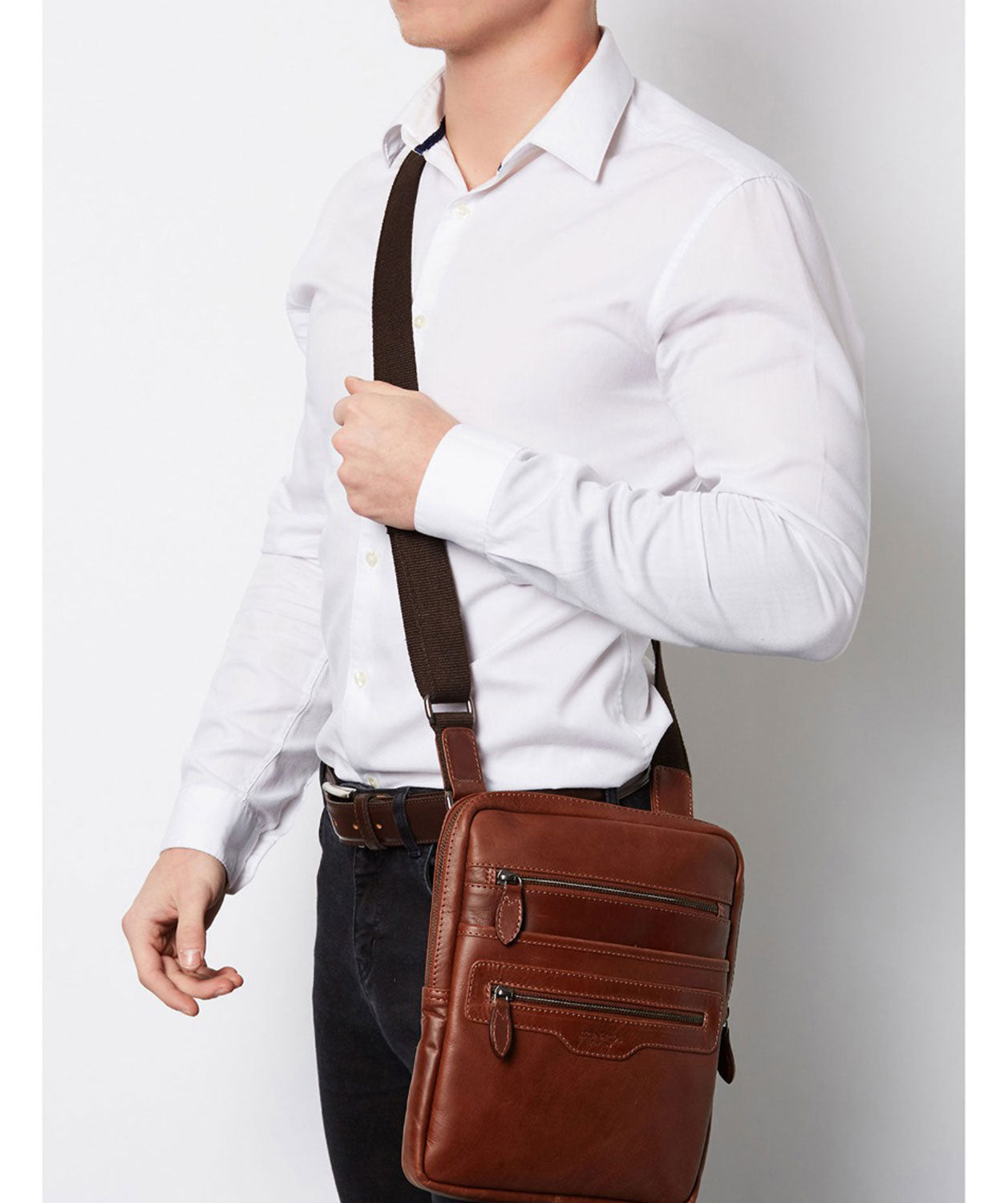 'Hoya' Conker Brown Leather Cross Body Bag