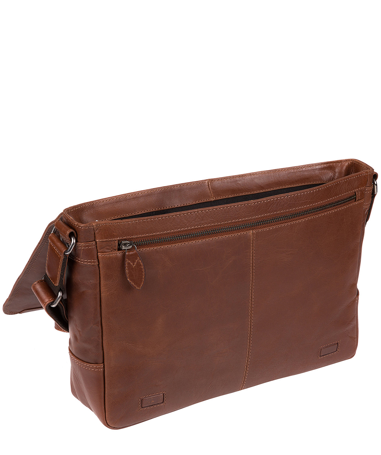 'Bermondsey' Conker Brown Leather Messenger Bag