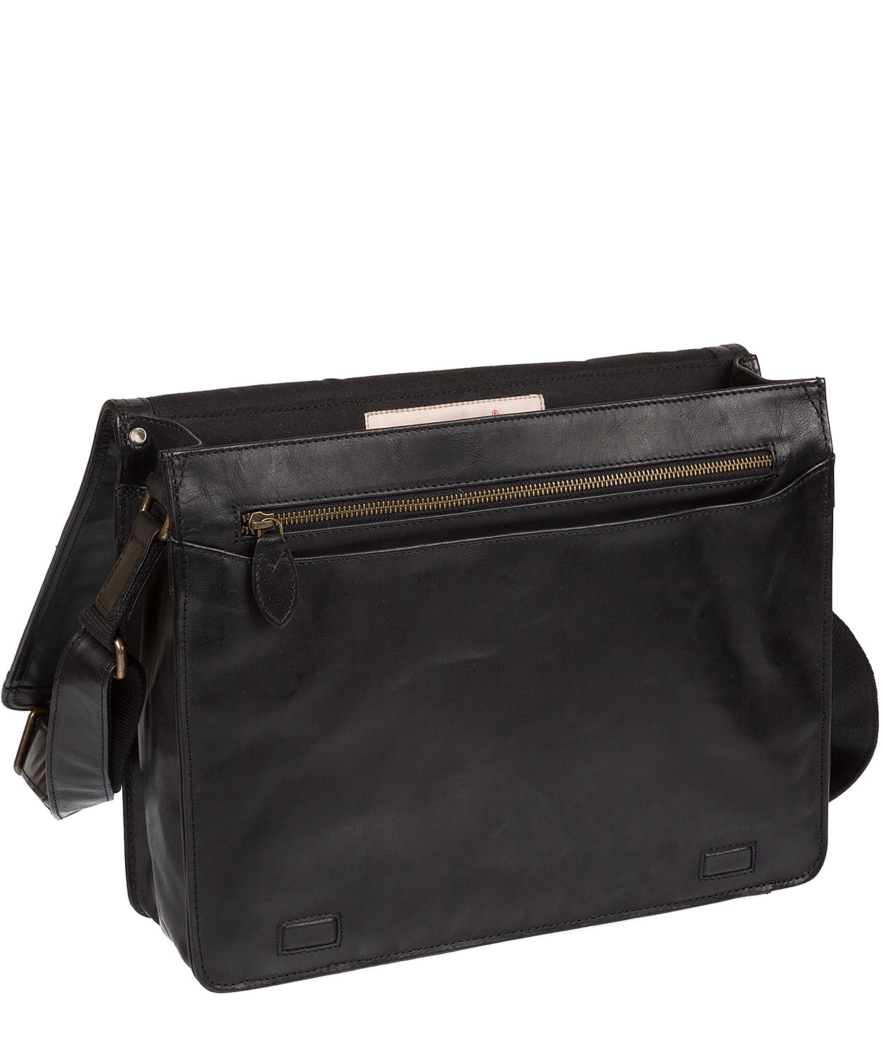 'Islington' Black Buffalo Leather Messenger Bag