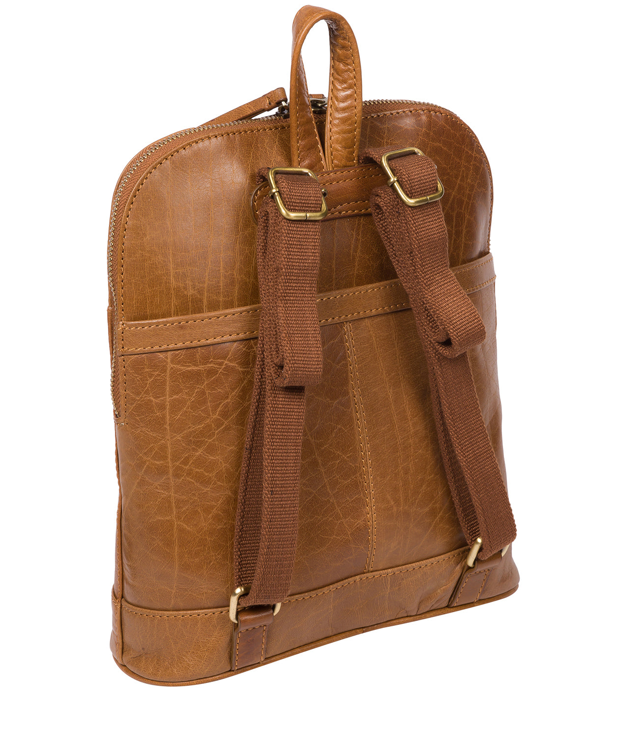'Francisca' Dark Tan Leather Backpack