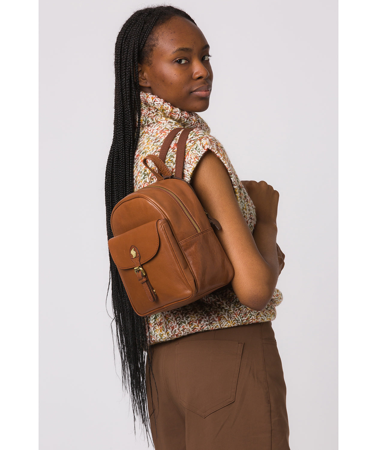'Eloise' Conker Brown Leather Backpack