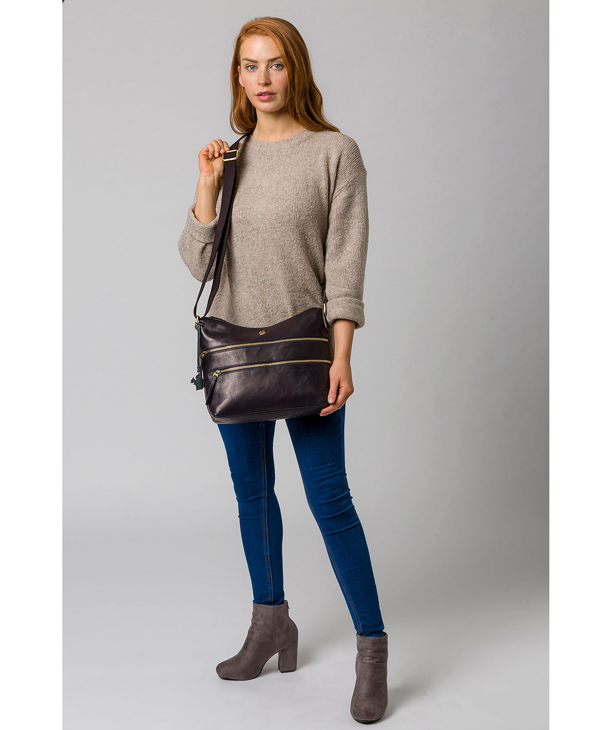 'Georgia' Navy Leather Shoulder Bag image 2