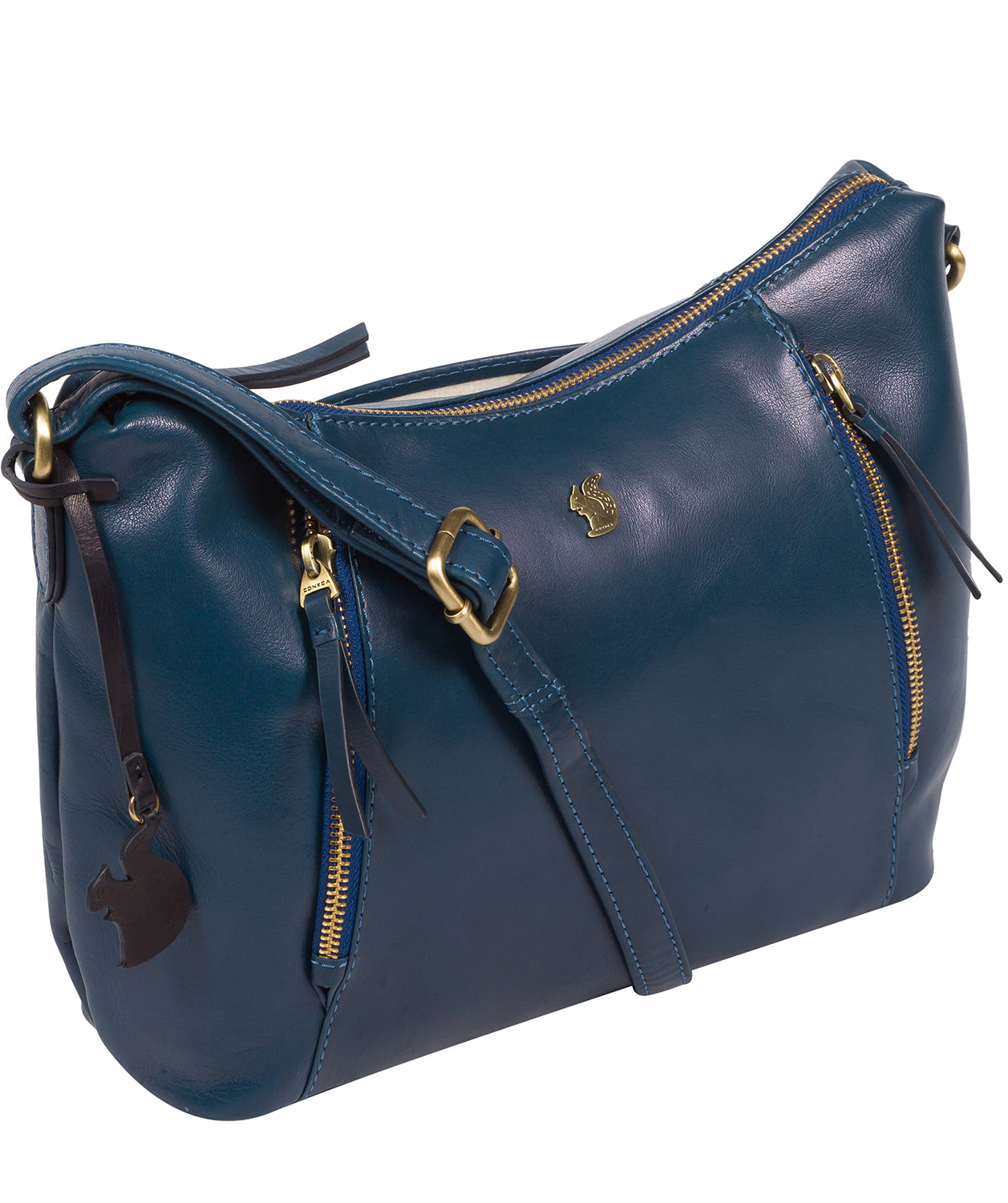 'Esta' Snorkel Blue Leather Cross Body Bag