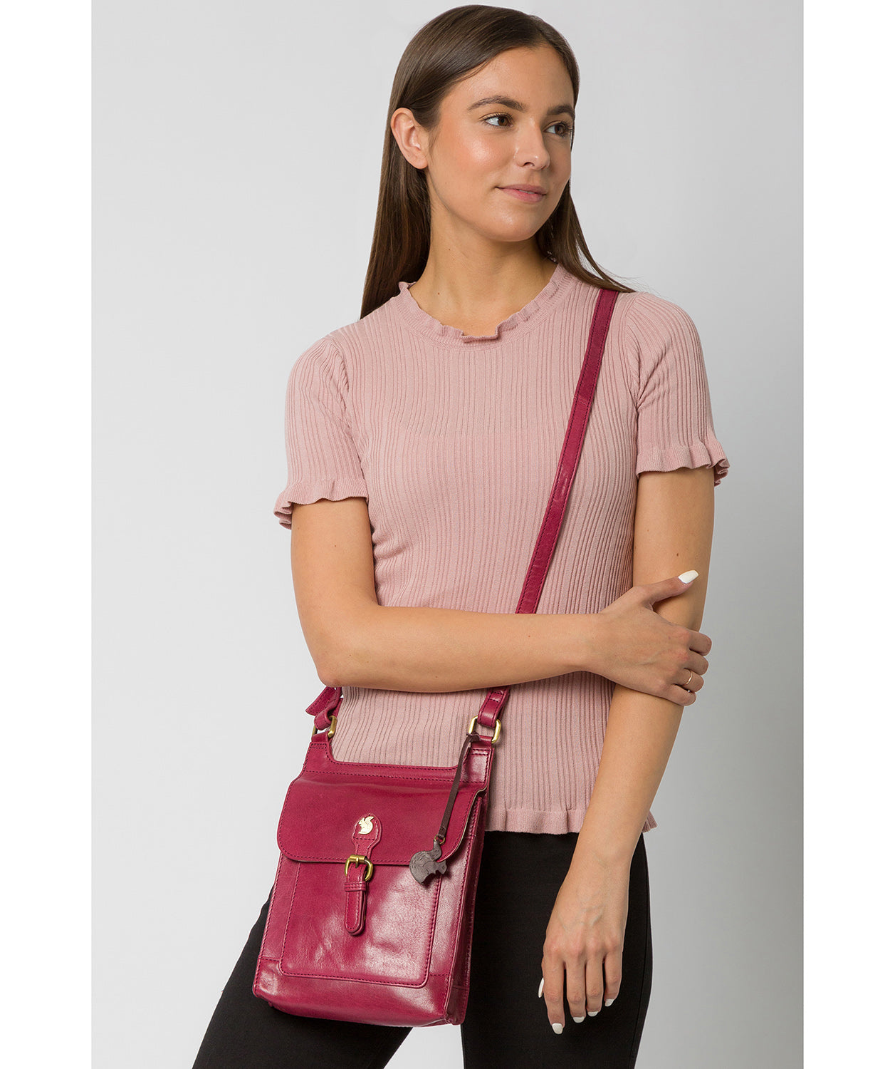 'Sasha' Orchid Leather Cross Body Bag Pure Luxuries London