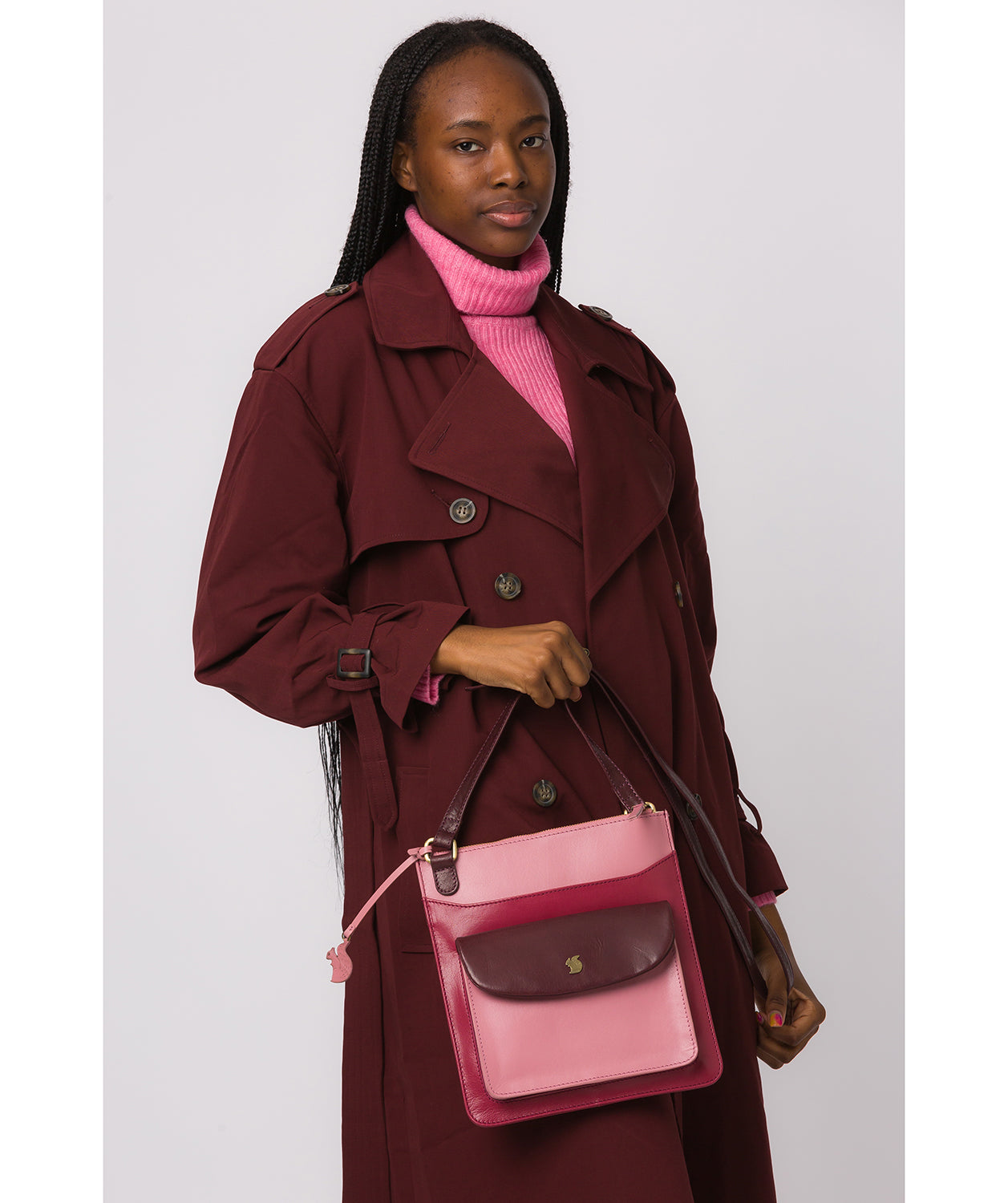 'Lauryn' Orchid, Blush and Plum Leather Cross Body Bag