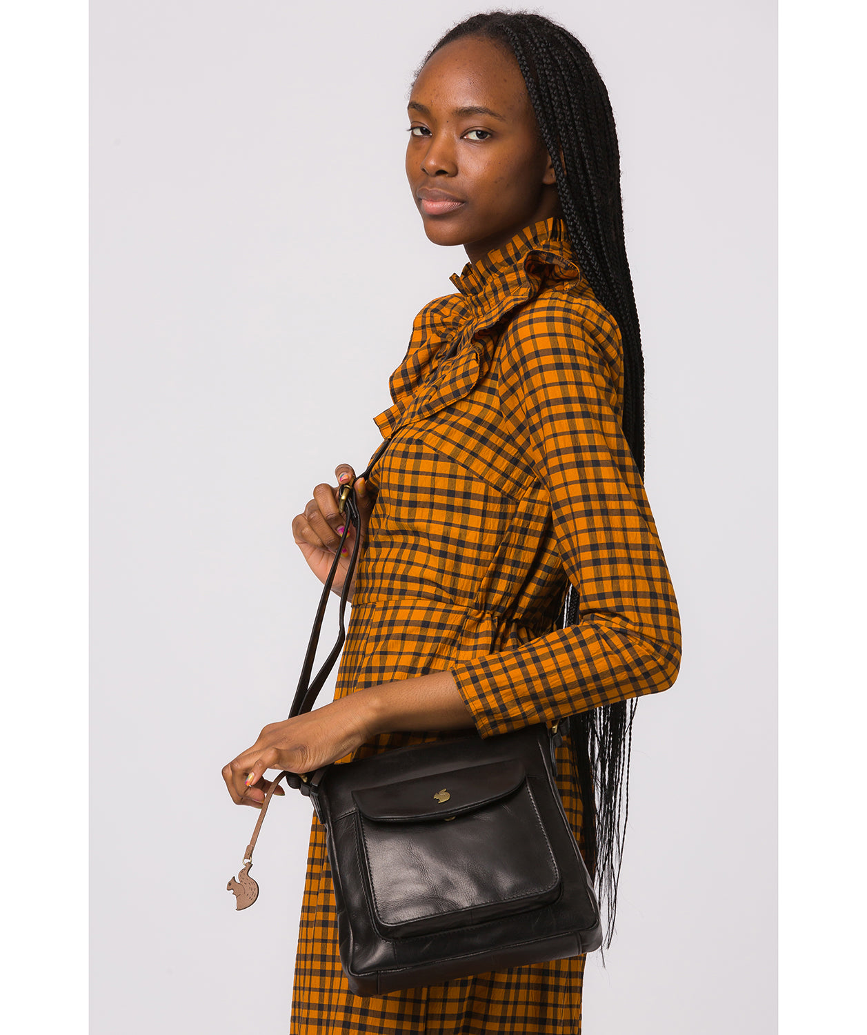 'Shona' Black Leather Cross Body Bag