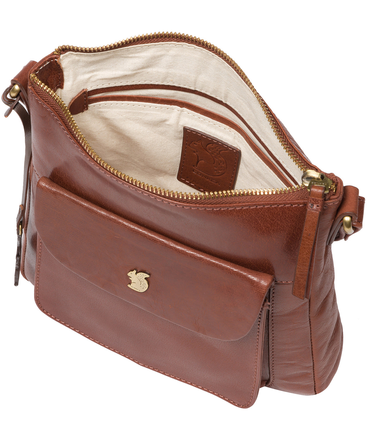 'Shona' Conker Brown Leather Cross Body Bag