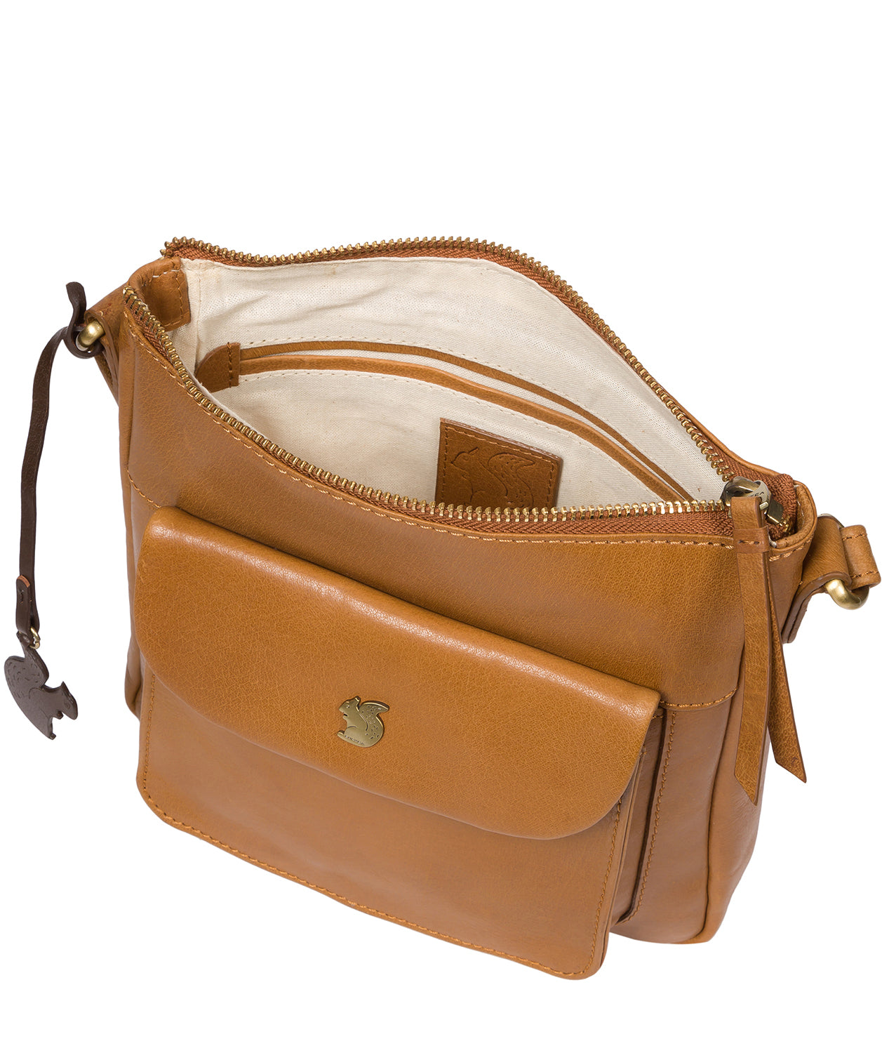 'Shona' Dark Tan Leather Cross Body Bag