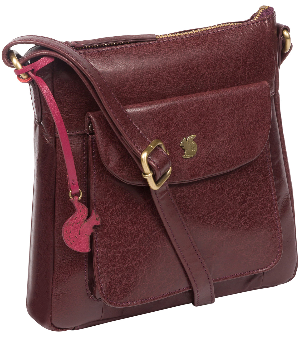 'Shona' Plum Leather Cross Body Bag