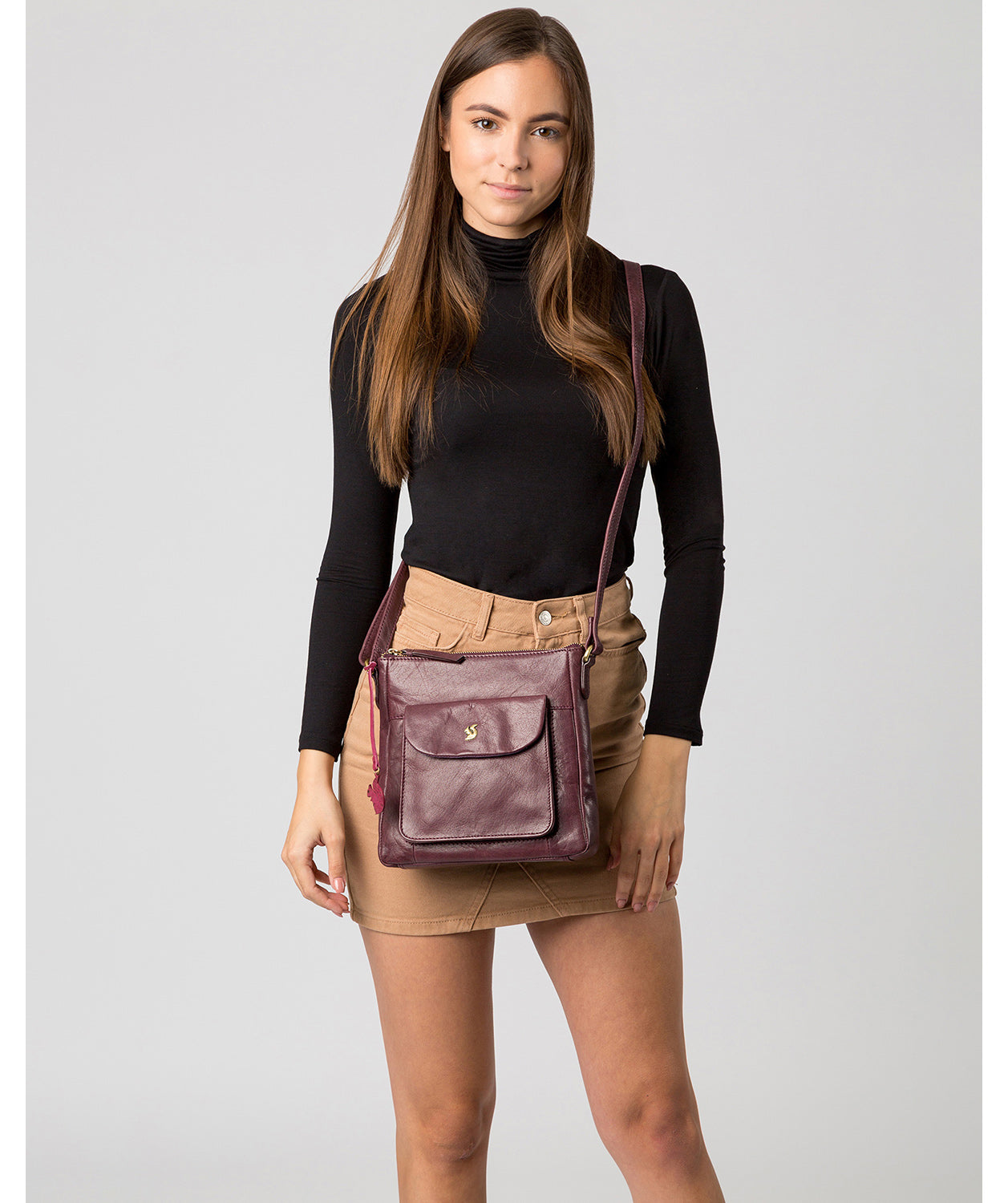 'Shona' Plum Leather Cross Body Bag image 2