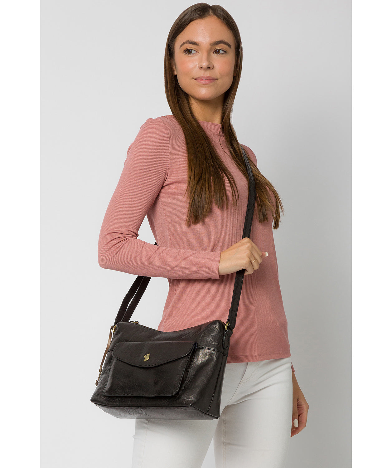 'Alana' Black Leather Shoulder Bag Pure Luxuries London